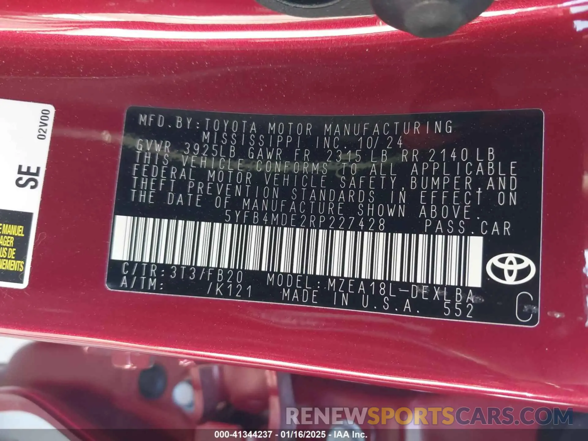 9 Photograph of a damaged car 5YFB4MDE2RP227428 TOYOTA COROLLA 2024
