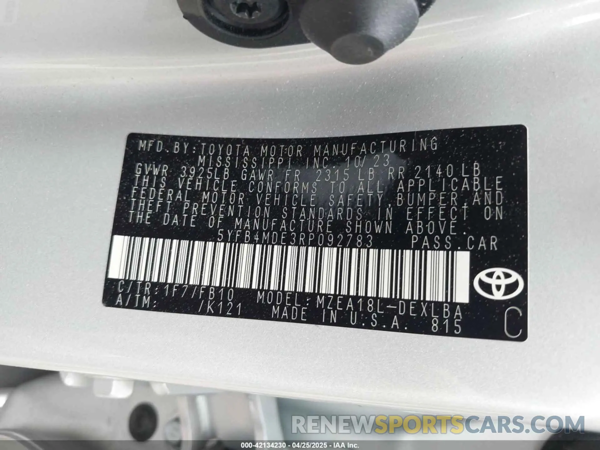 8 Photograph of a damaged car 5YFB4MDE3RP092783 TOYOTA COROLLA 2024