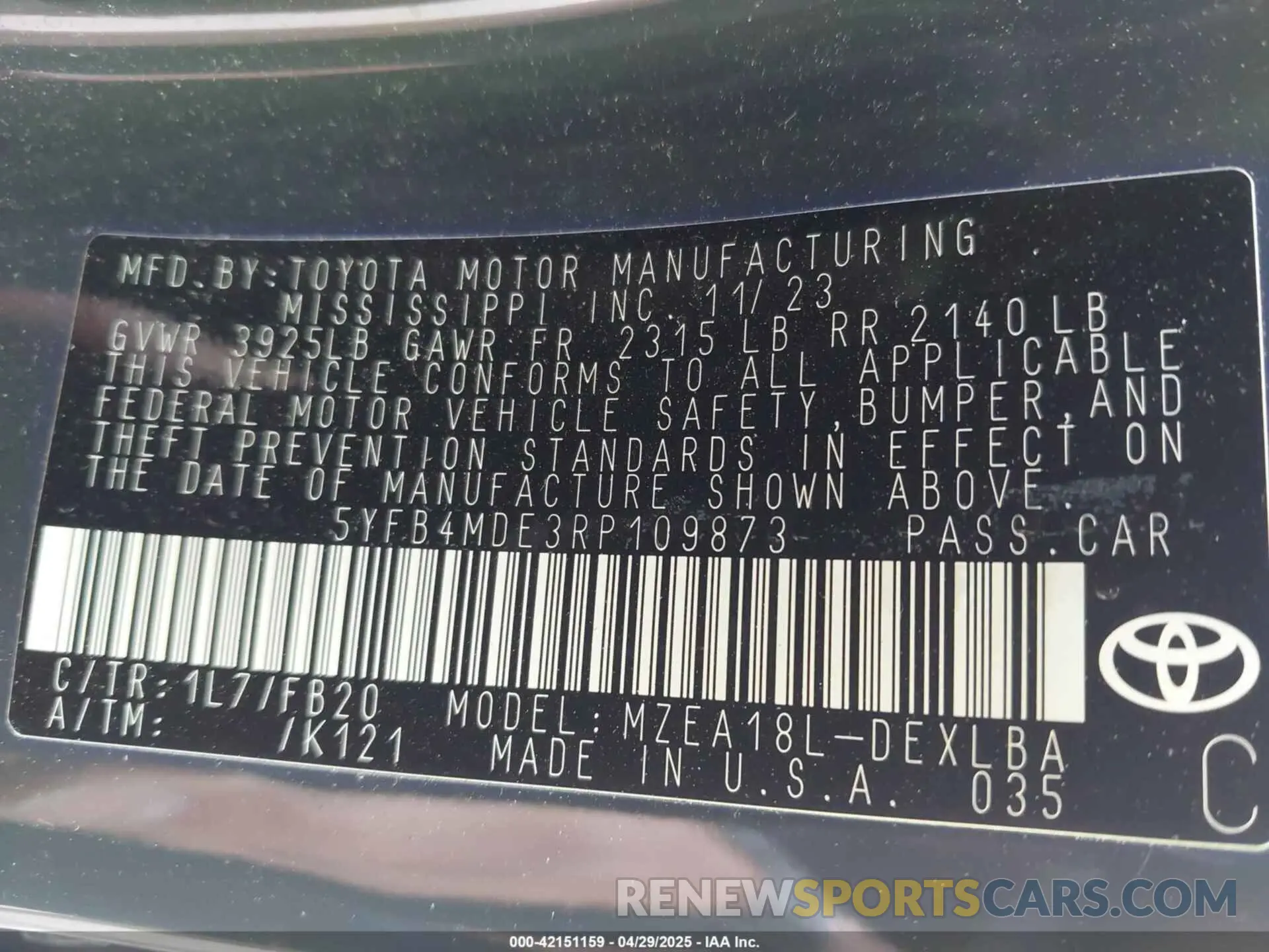 9 Photograph of a damaged car 5YFB4MDE3RP109873 TOYOTA COROLLA 2024