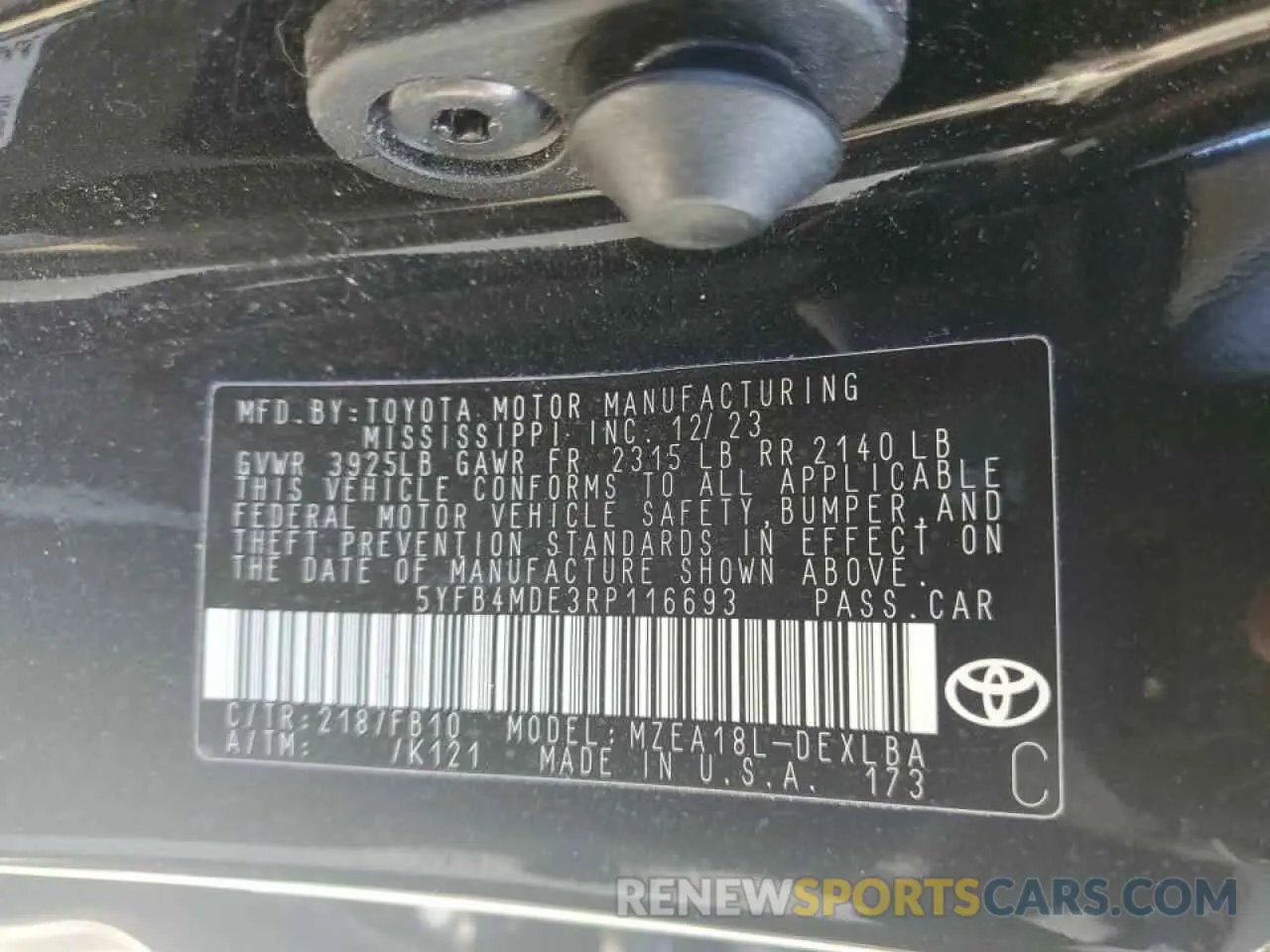 12 Photograph of a damaged car 5YFB4MDE3RP116693 TOYOTA COROLLA 2024