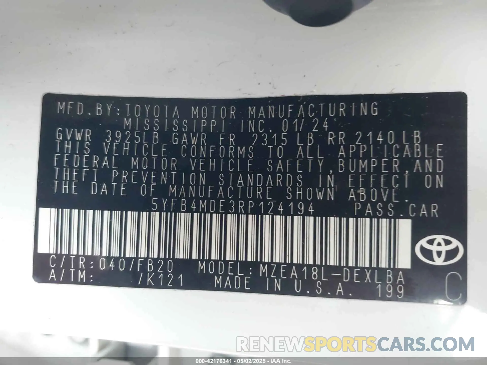 9 Photograph of a damaged car 5YFB4MDE3RP124194 TOYOTA COROLLA 2024