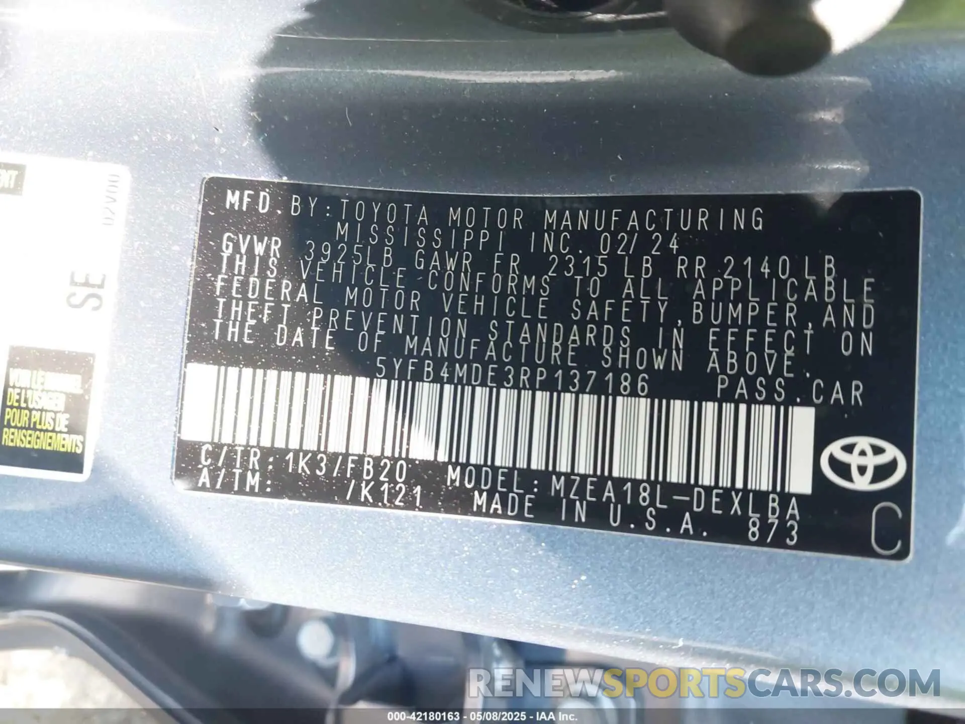 9 Photograph of a damaged car 5YFB4MDE3RP137186 TOYOTA COROLLA 2024