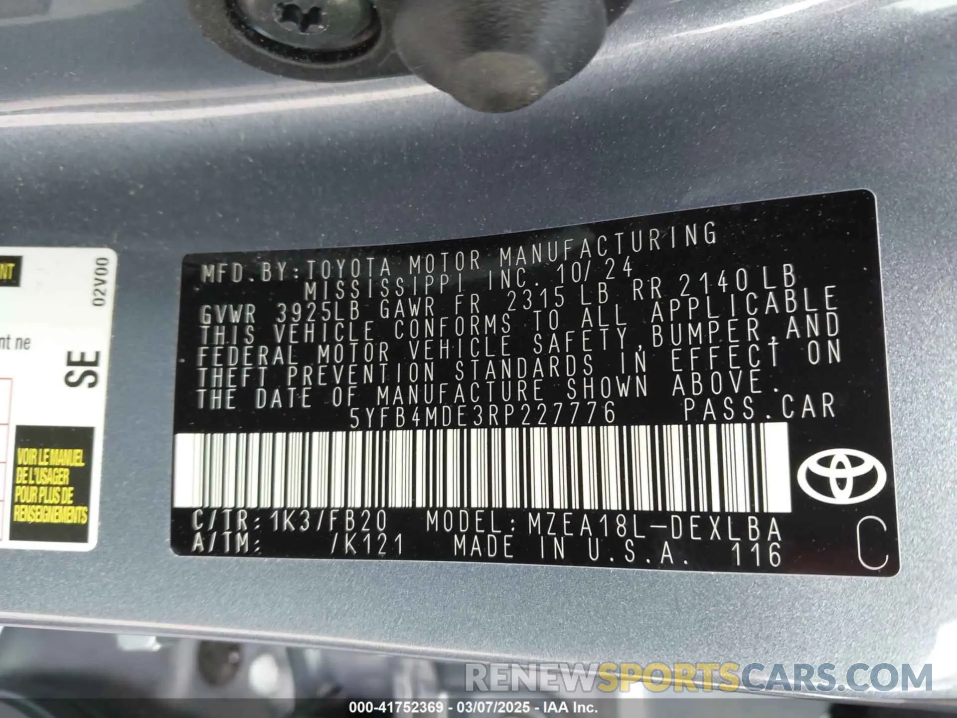 9 Photograph of a damaged car 5YFB4MDE3RP227776 TOYOTA COROLLA 2024
