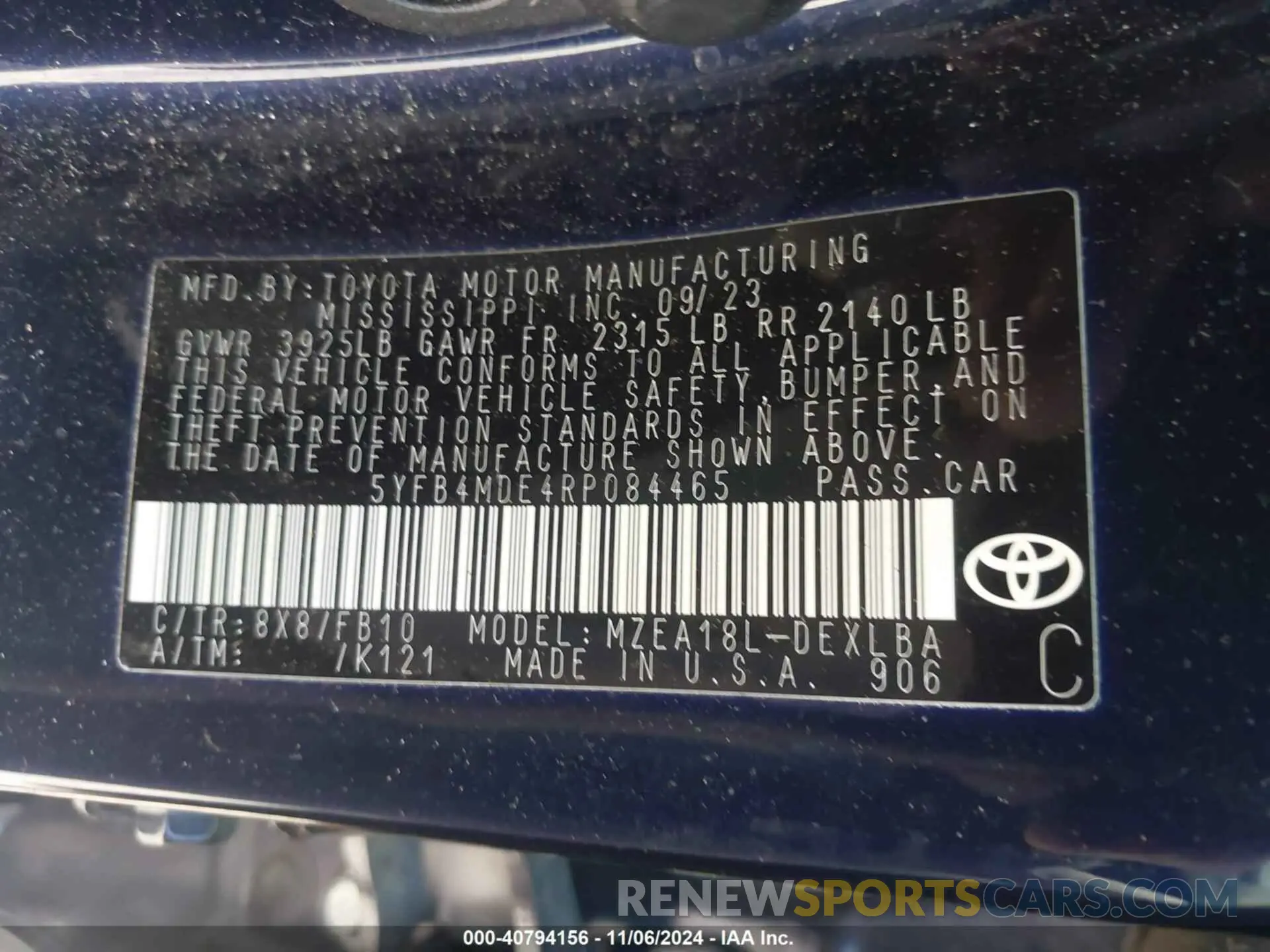 9 Photograph of a damaged car 5YFB4MDE4RP084465 TOYOTA COROLLA 2024