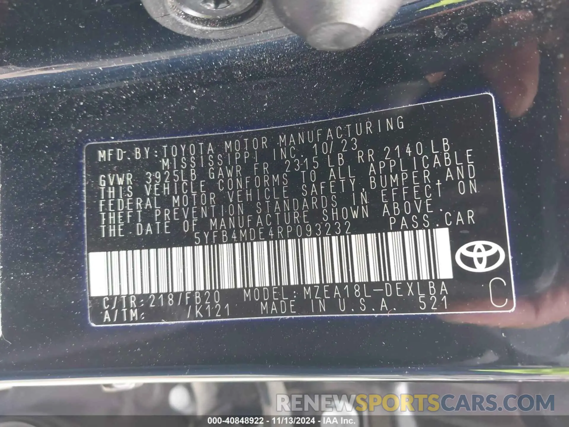 9 Photograph of a damaged car 5YFB4MDE4RP093232 TOYOTA COROLLA 2024