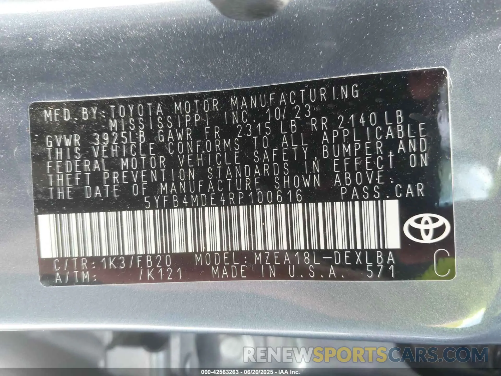 9 Photograph of a damaged car 5YFB4MDE4RP100616 TOYOTA COROLLA 2024