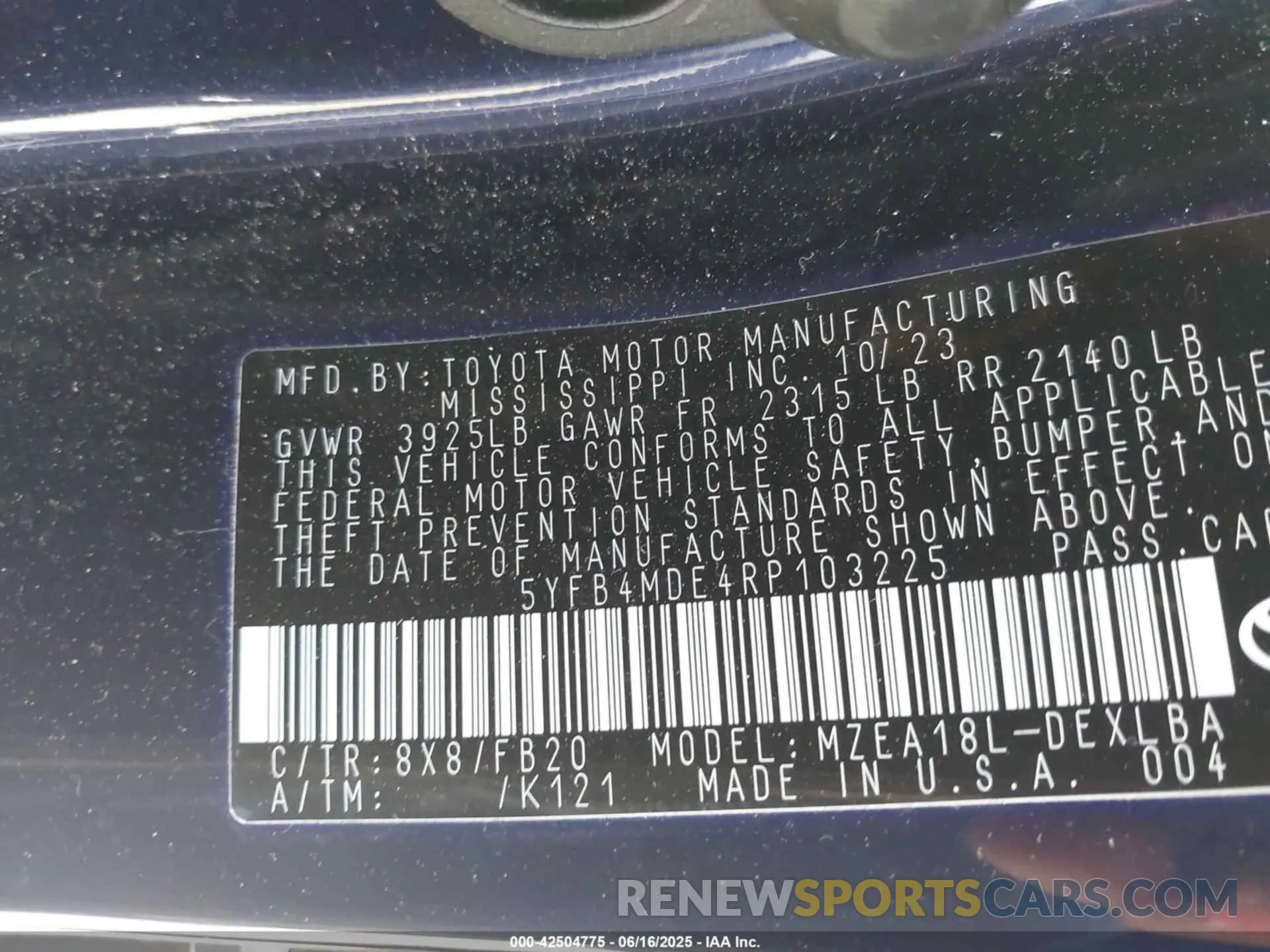 9 Photograph of a damaged car 5YFB4MDE4RP103225 TOYOTA COROLLA 2024