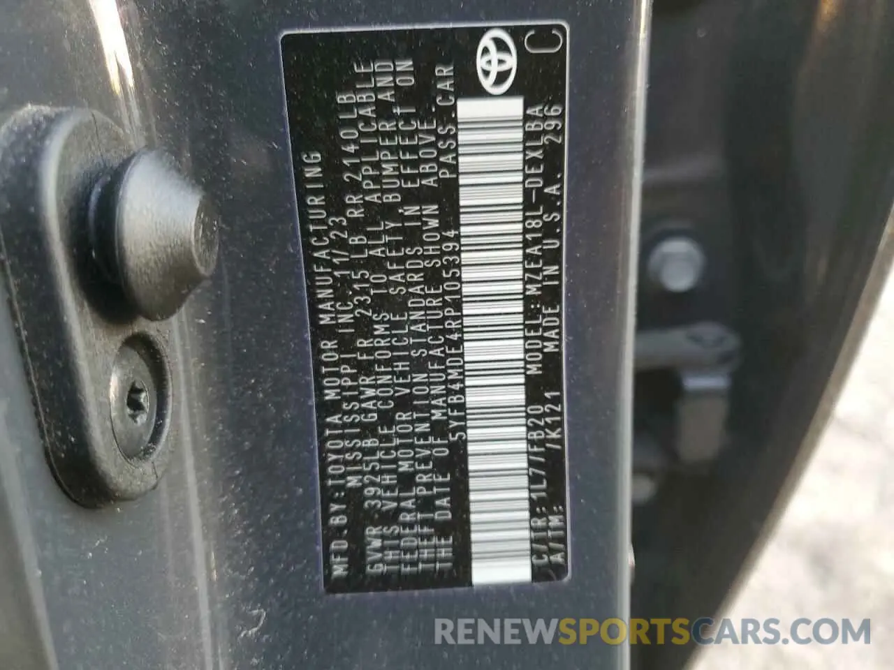 14 Photograph of a damaged car 5YFB4MDE4RP105394 TOYOTA COROLLA 2024