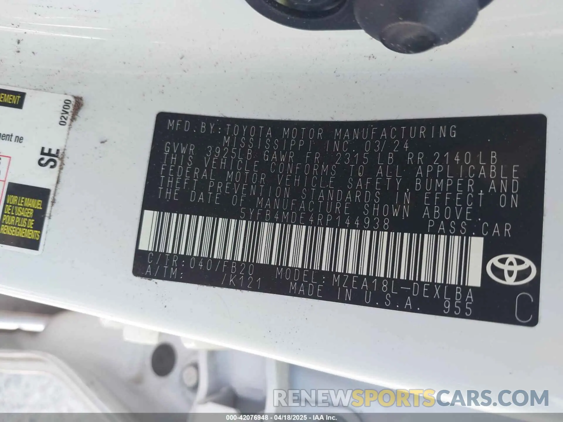 9 Photograph of a damaged car 5YFB4MDE4RP144938 TOYOTA COROLLA 2024