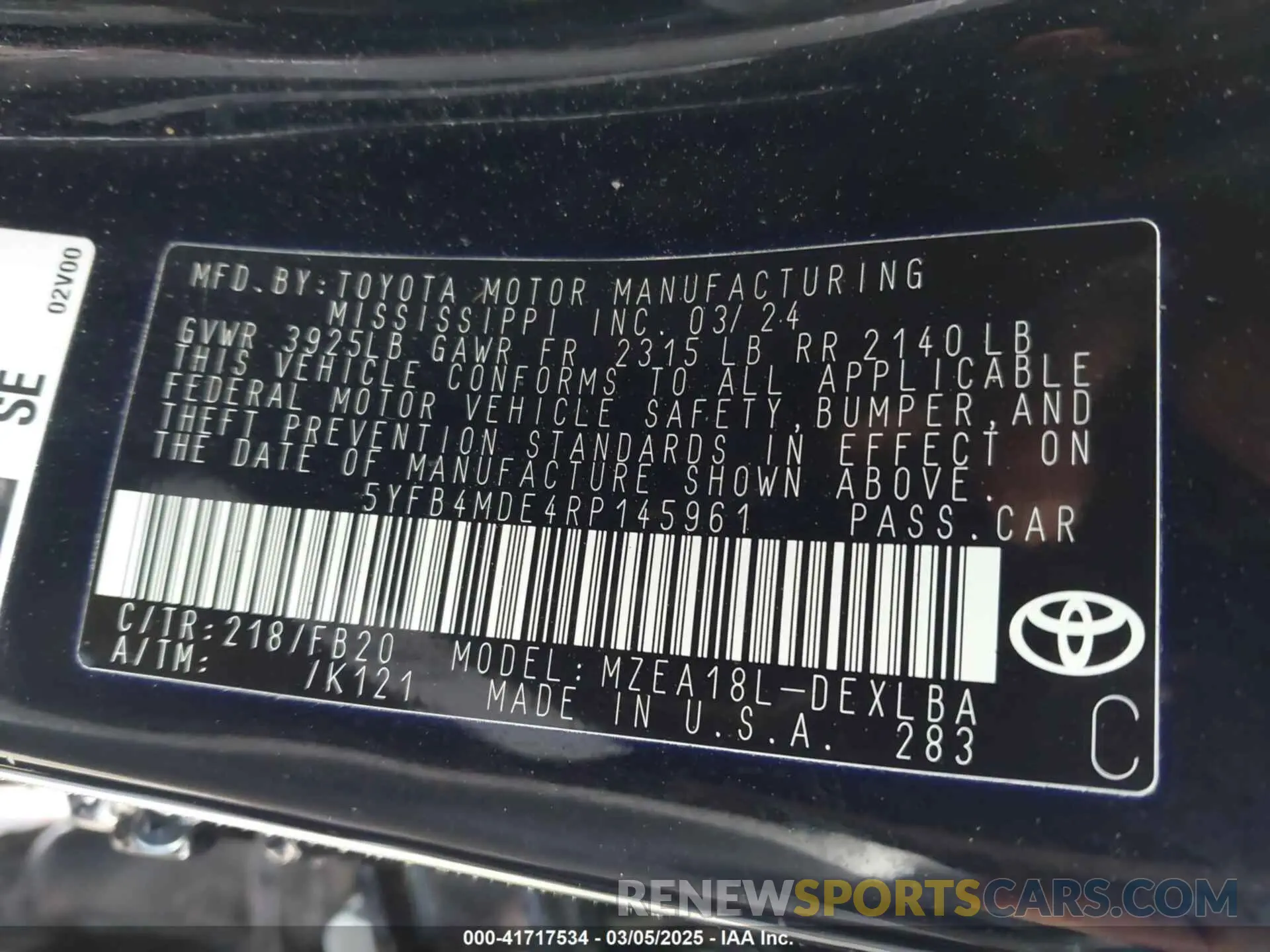 9 Photograph of a damaged car 5YFB4MDE4RP145961 TOYOTA COROLLA 2024