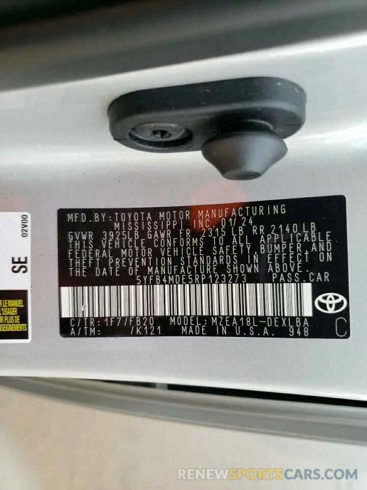 14 Photograph of a damaged car 5YFB4MDE5RP123273 TOYOTA COROLLA 2024