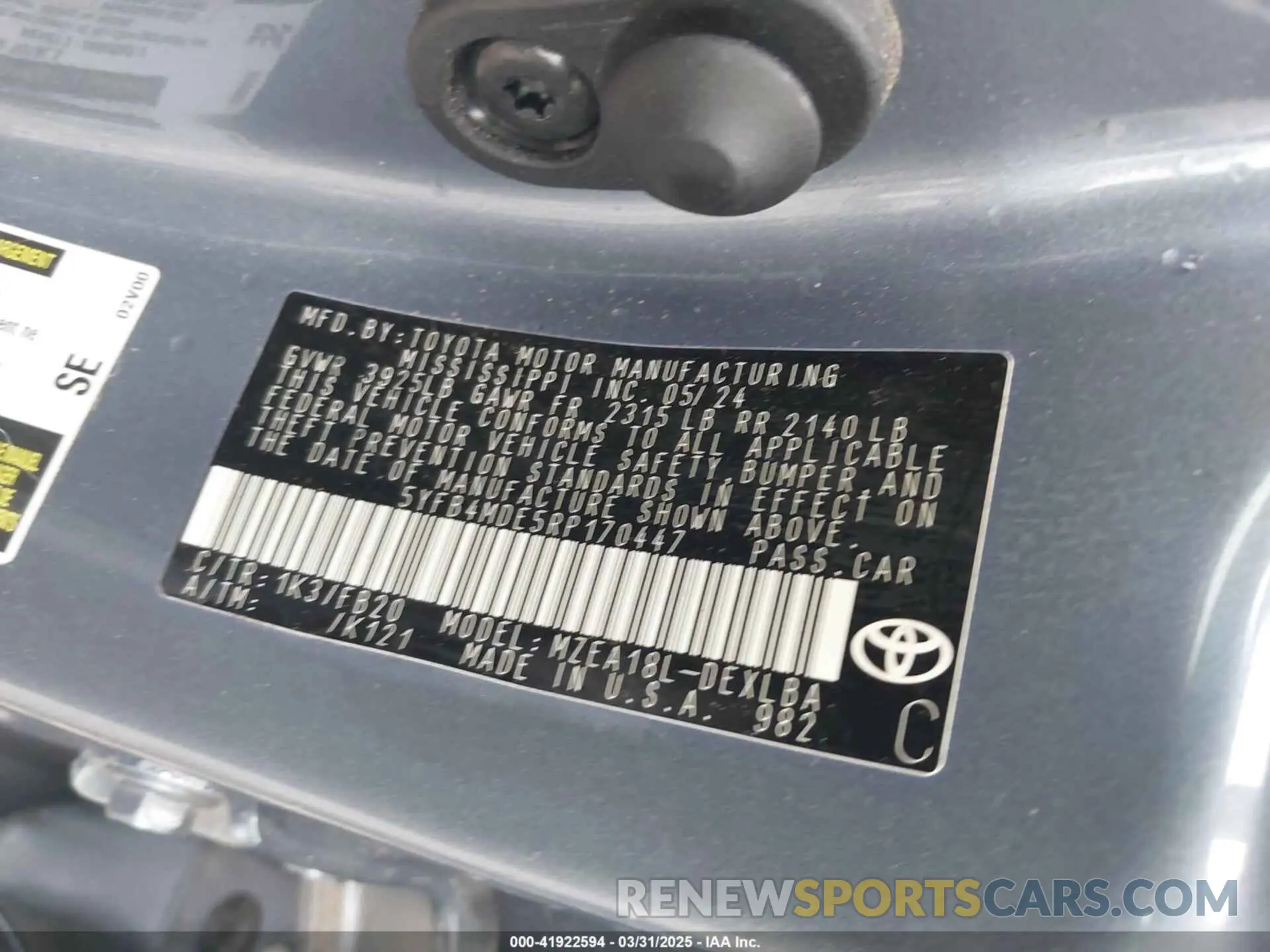 9 Photograph of a damaged car 5YFB4MDE5RP170447 TOYOTA COROLLA 2024