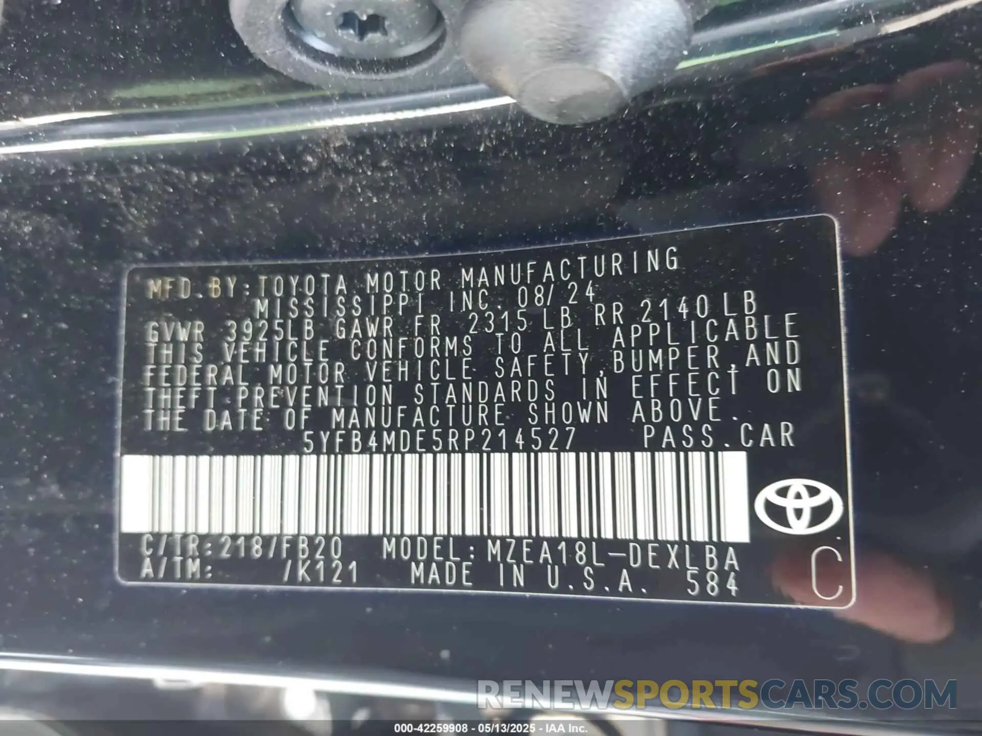 9 Photograph of a damaged car 5YFB4MDE5RP214527 TOYOTA COROLLA 2024
