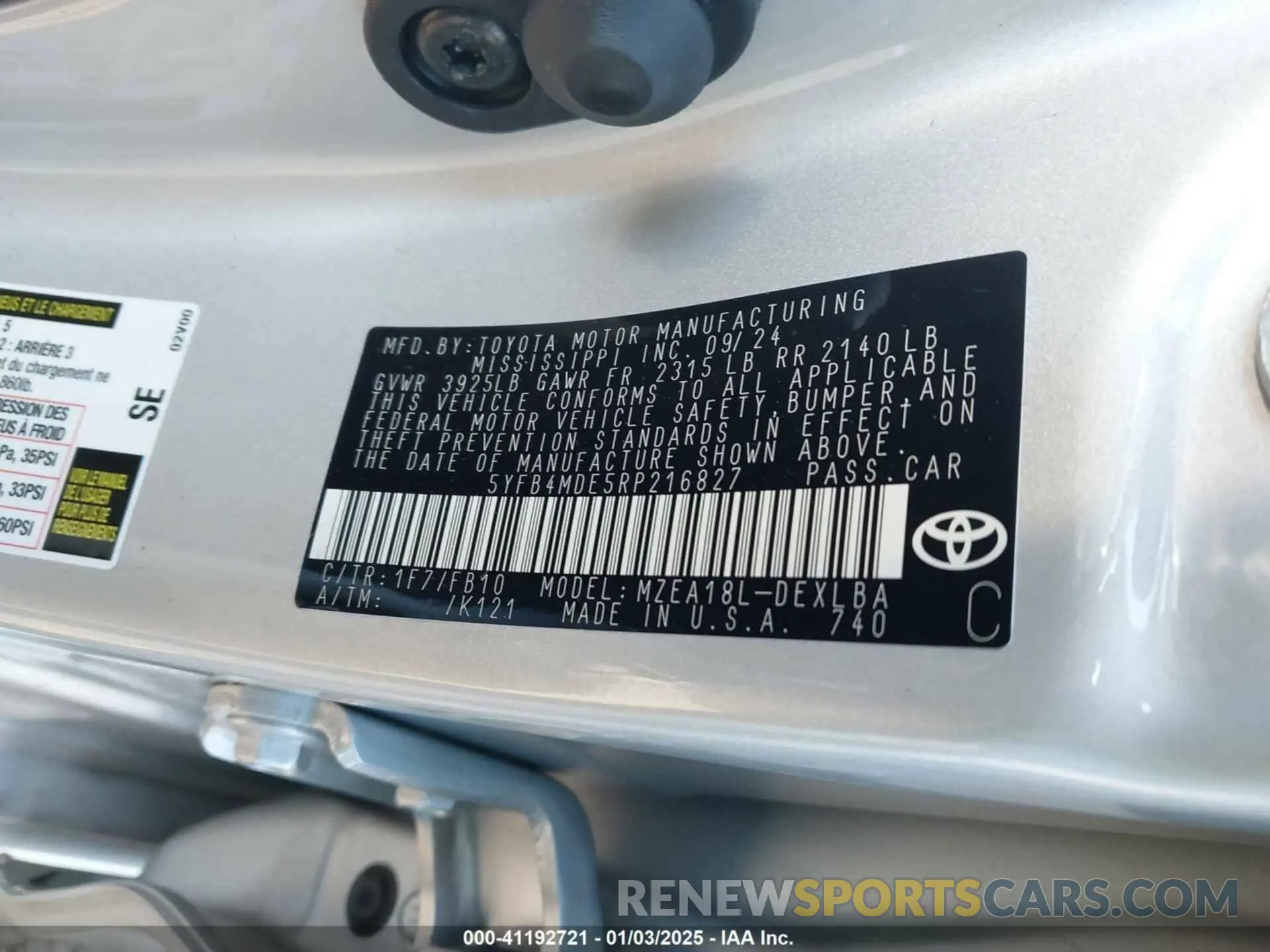 9 Photograph of a damaged car 5YFB4MDE5RP216827 TOYOTA COROLLA 2024