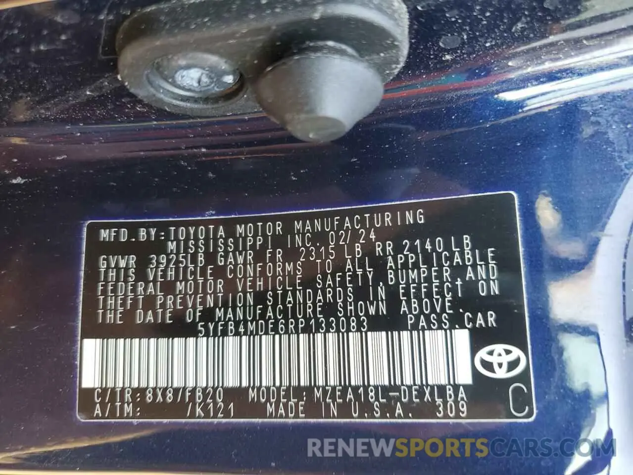 13 Photograph of a damaged car 5YFB4MDE6RP133083 TOYOTA COROLLA 2024