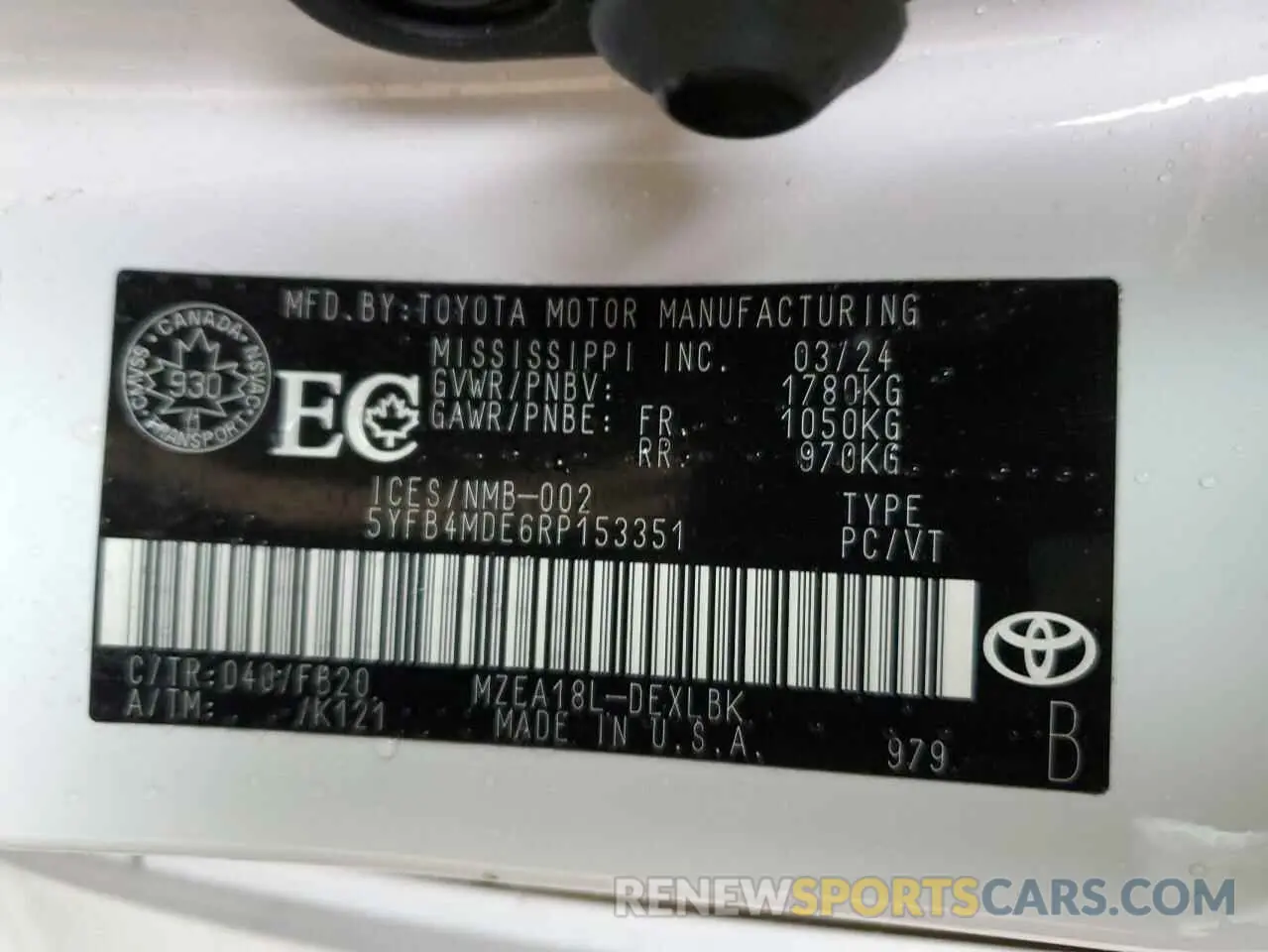 12 Photograph of a damaged car 5YFB4MDE6RP153351 TOYOTA COROLLA 2024