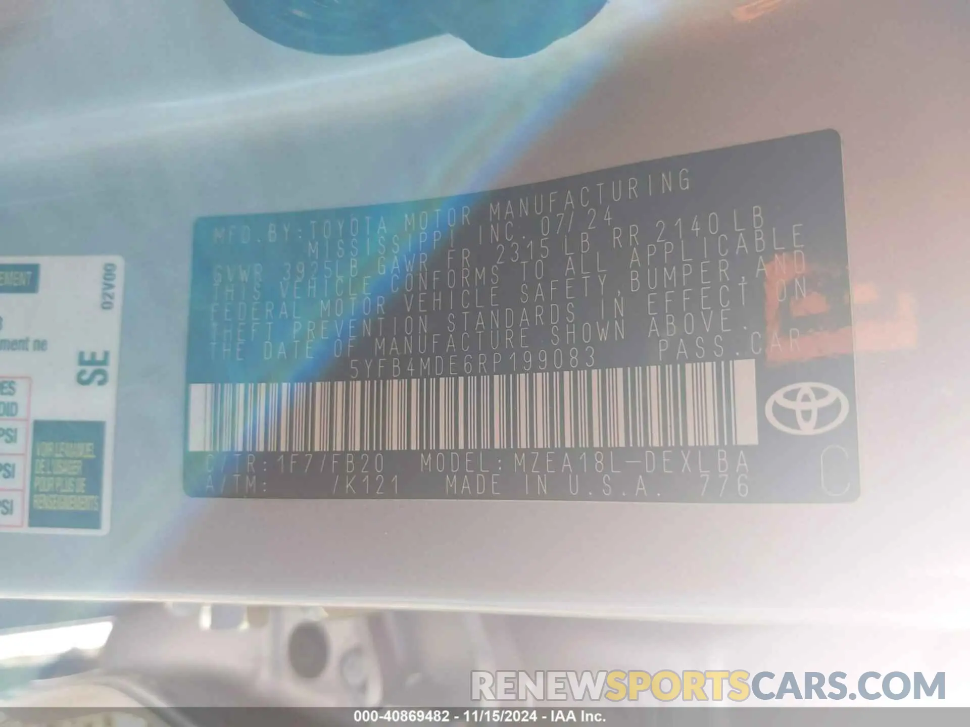 9 Photograph of a damaged car 5YFB4MDE6RP199083 TOYOTA COROLLA 2024