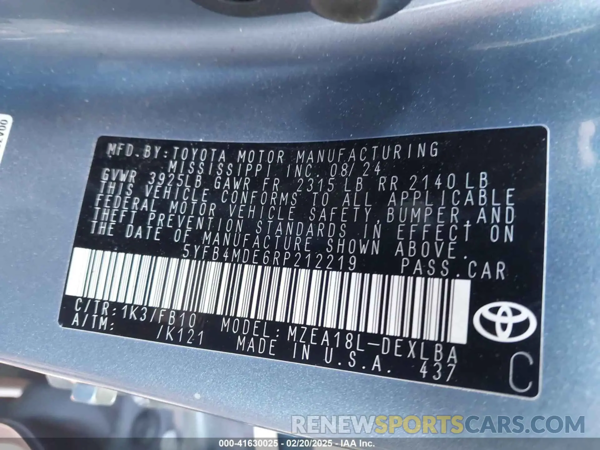 9 Photograph of a damaged car 5YFB4MDE6RP212219 TOYOTA COROLLA 2024