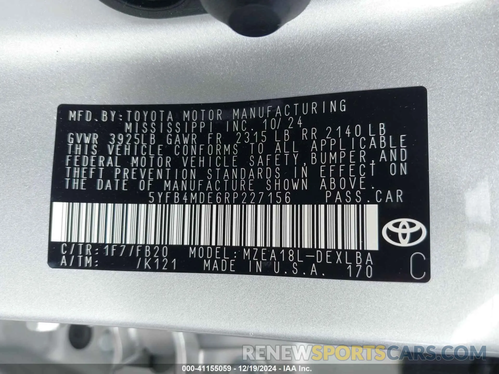 9 Photograph of a damaged car 5YFB4MDE6RP227156 TOYOTA COROLLA 2024