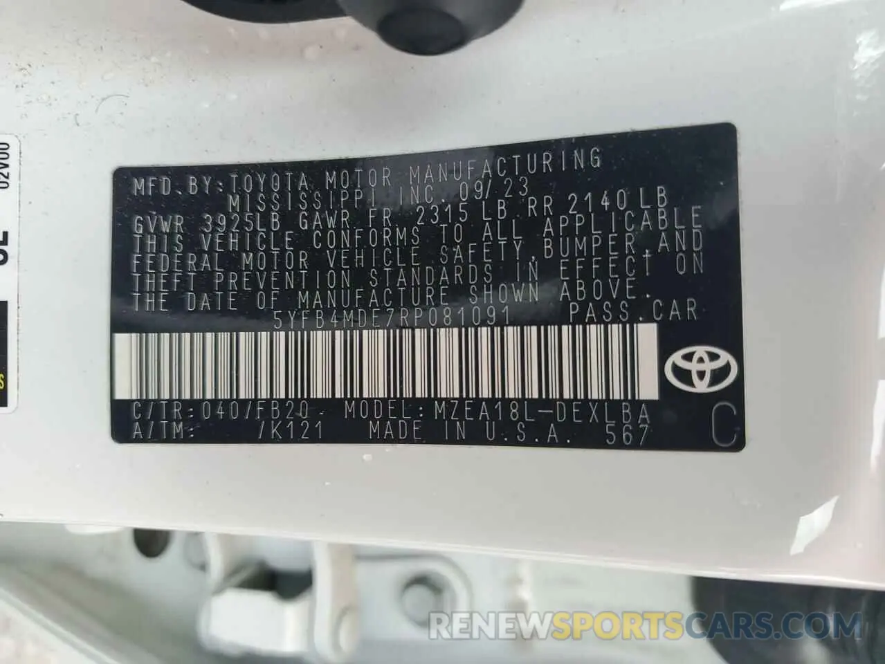 12 Photograph of a damaged car 5YFB4MDE7RP081091 TOYOTA COROLLA 2024