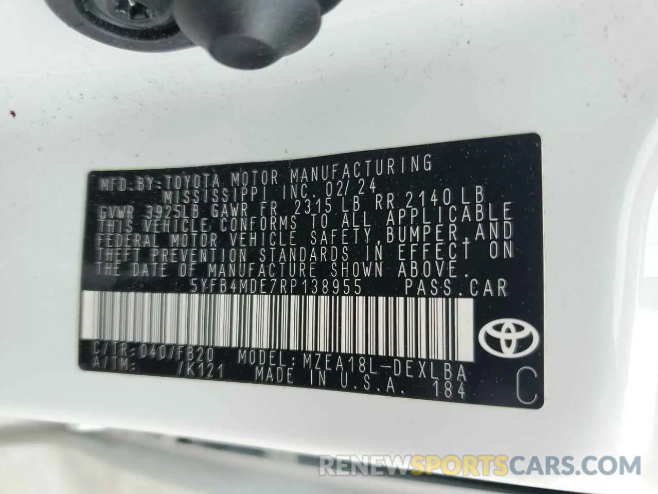 12 Photograph of a damaged car 5YFB4MDE7RP138955 TOYOTA COROLLA 2024