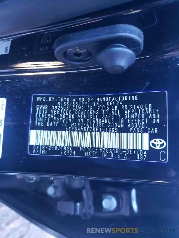 13 Photograph of a damaged car 5YFB4MDE7RP191669 TOYOTA COROLLA 2024