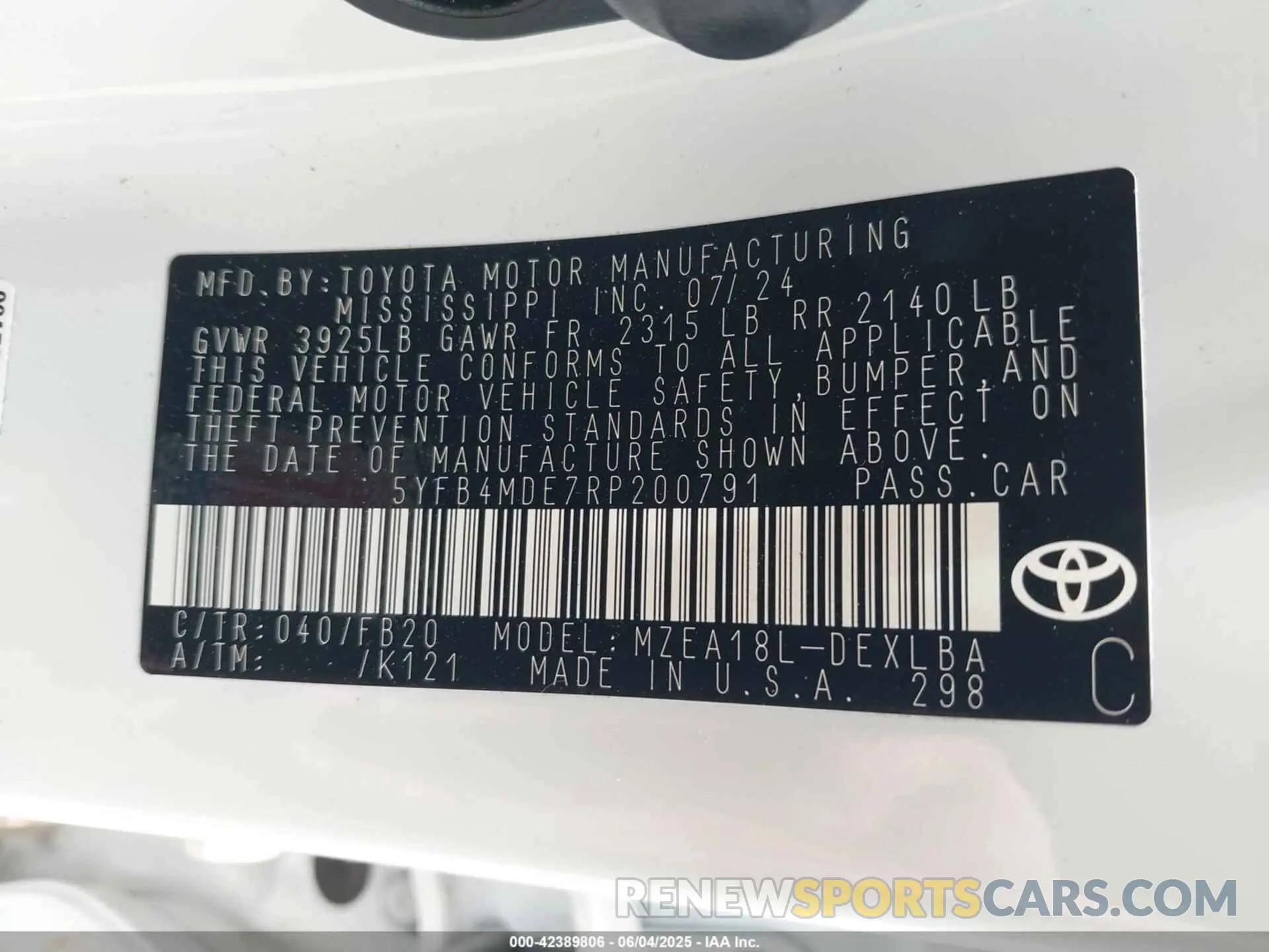 9 Photograph of a damaged car 5YFB4MDE7RP200791 TOYOTA COROLLA 2024