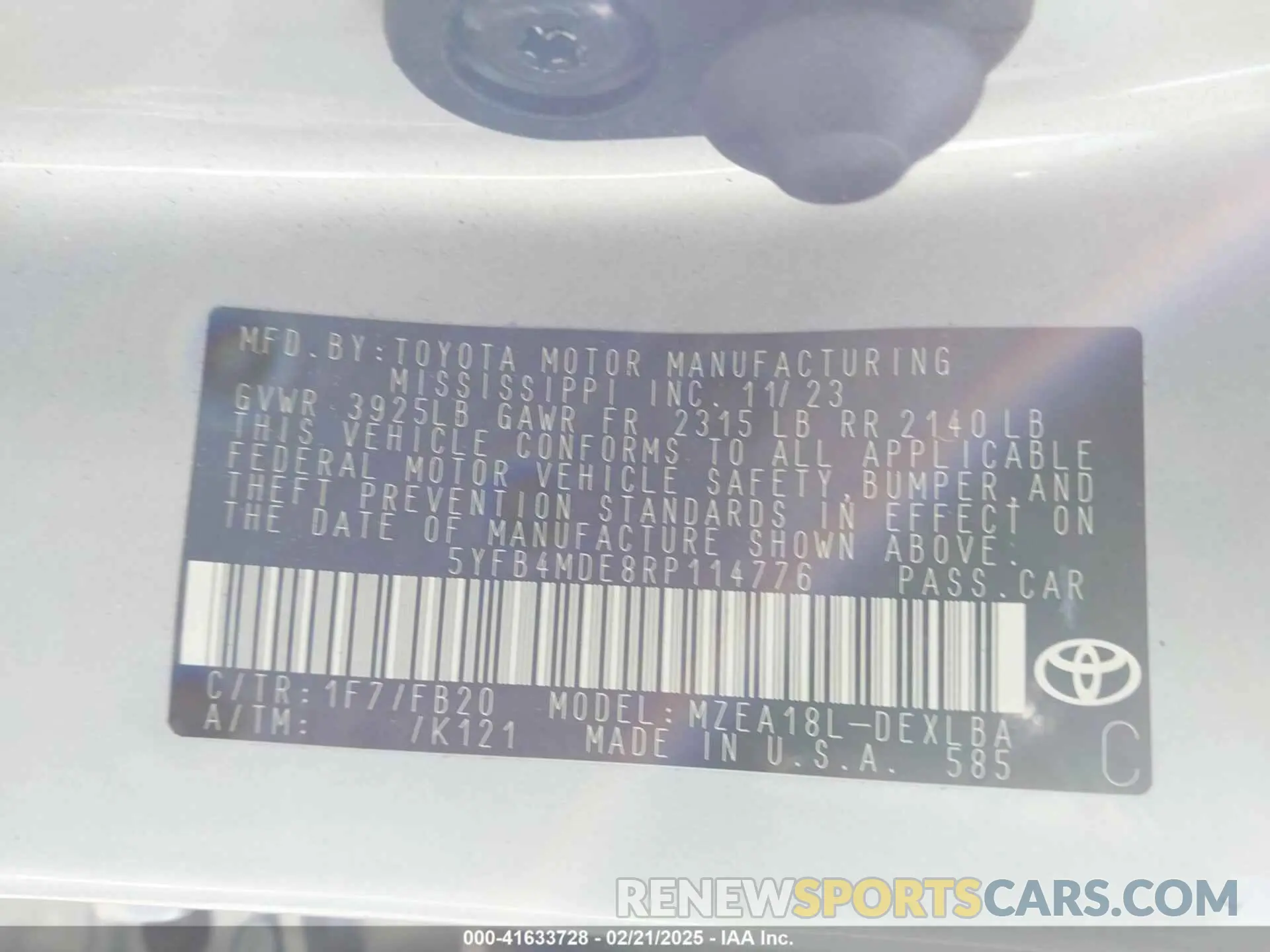 9 Photograph of a damaged car 5YFB4MDE8RP114776 TOYOTA COROLLA 2024