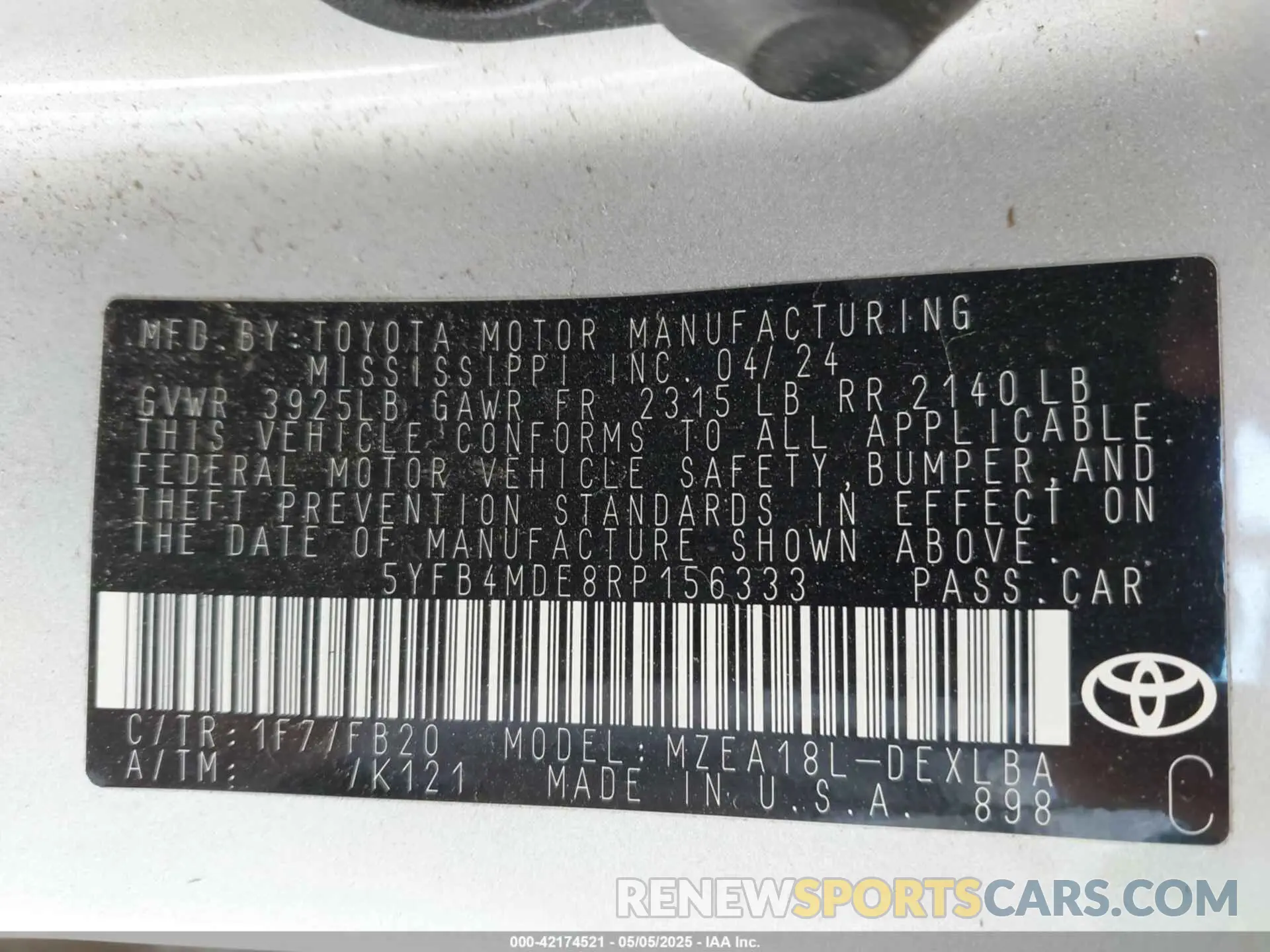 9 Photograph of a damaged car 5YFB4MDE8RP156333 TOYOTA COROLLA 2024