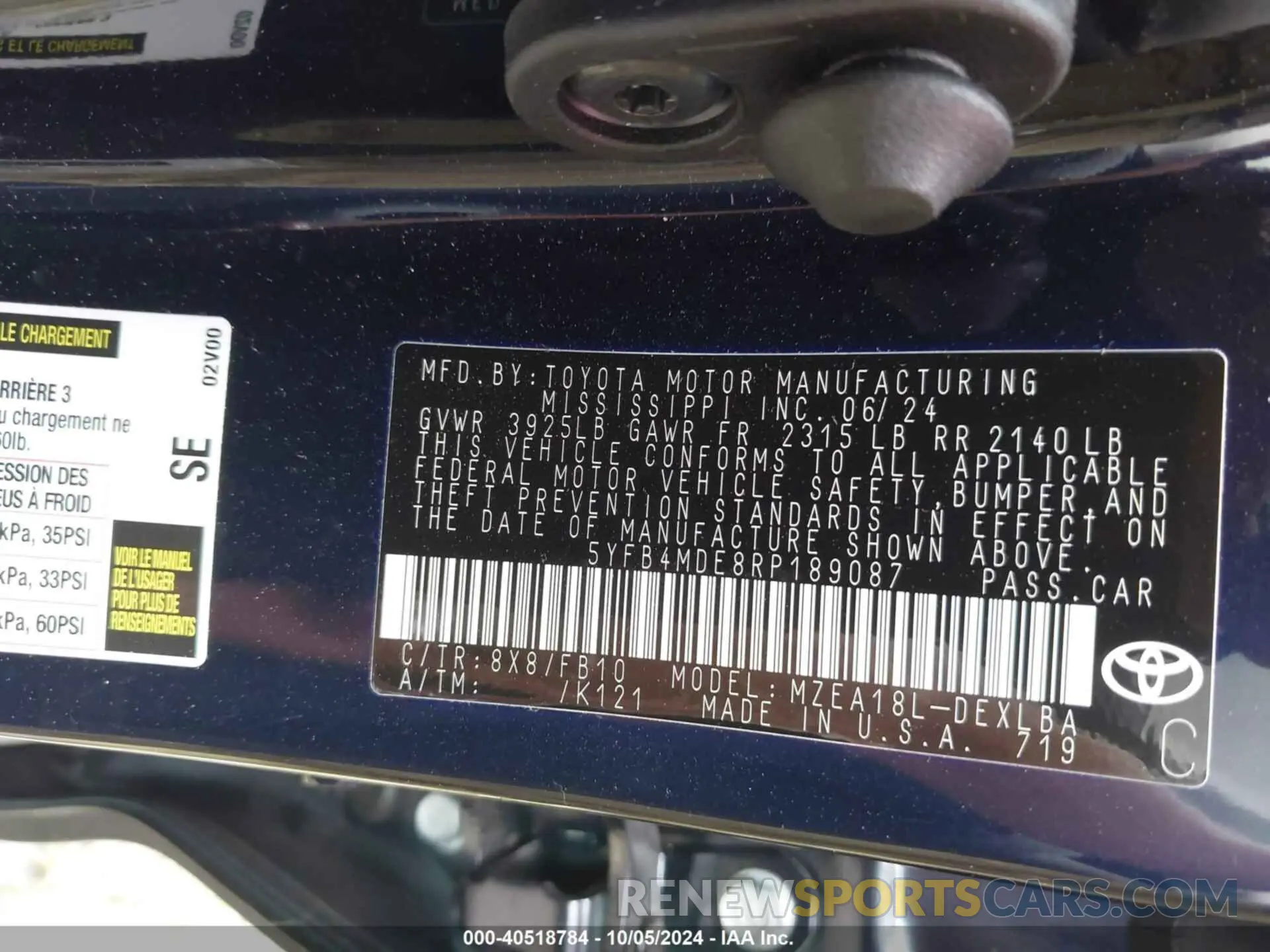 9 Photograph of a damaged car 5YFB4MDE8RP189087 TOYOTA COROLLA 2024