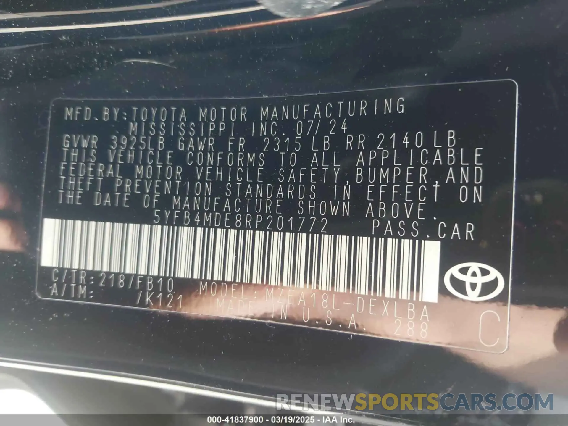 9 Photograph of a damaged car 5YFB4MDE8RP201772 TOYOTA COROLLA 2024