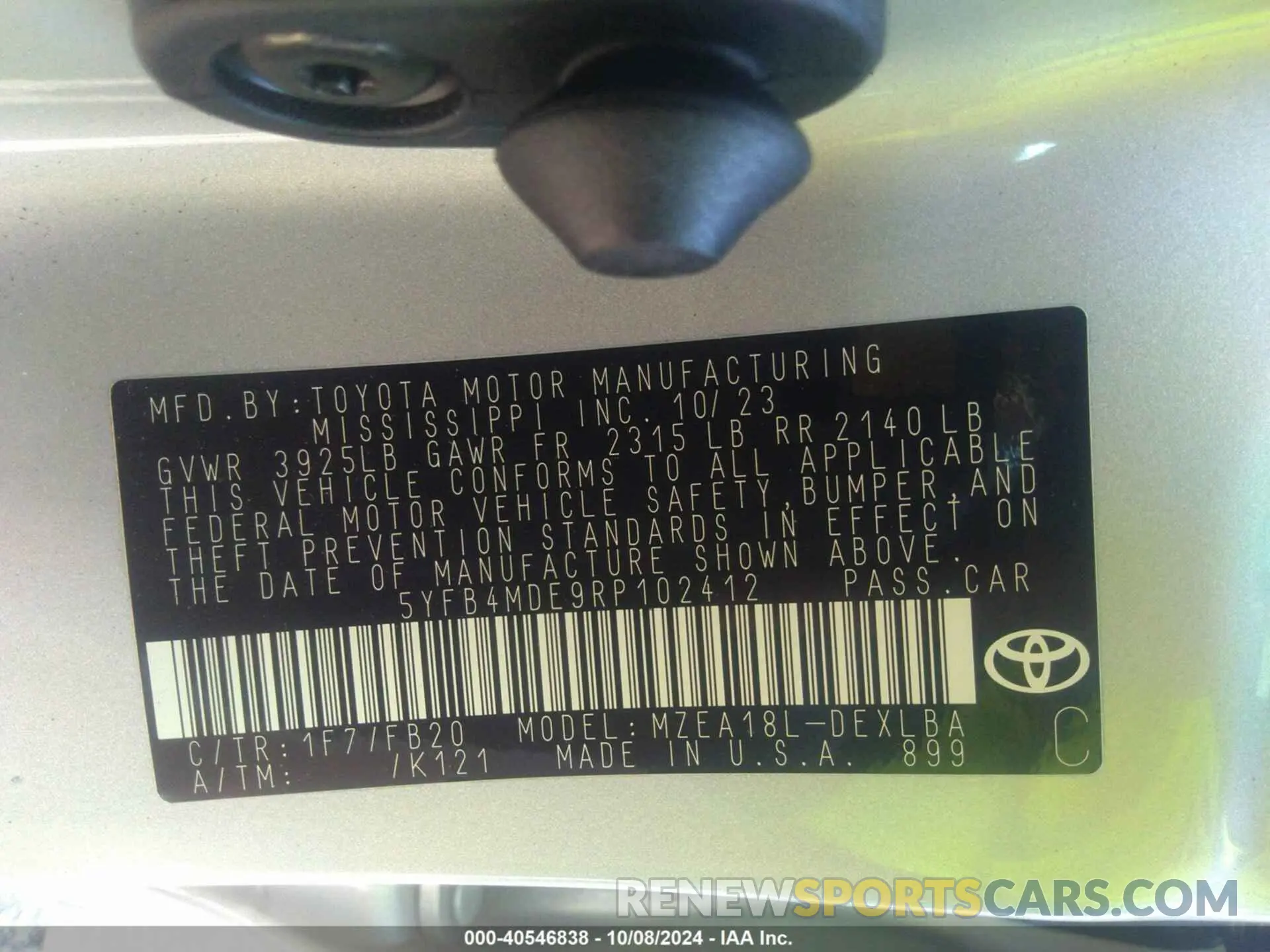 9 Photograph of a damaged car 5YFB4MDE9RP102412 TOYOTA COROLLA 2024