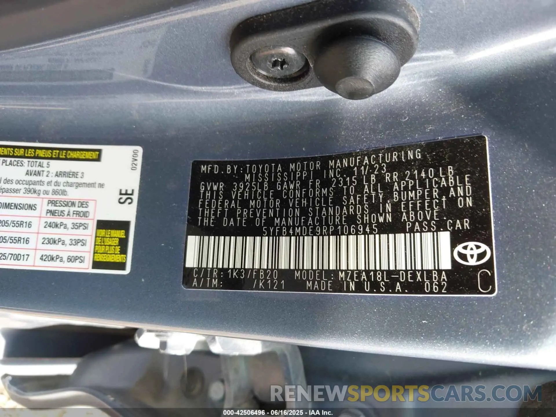 9 Photograph of a damaged car 5YFB4MDE9RP106945 TOYOTA COROLLA 2024