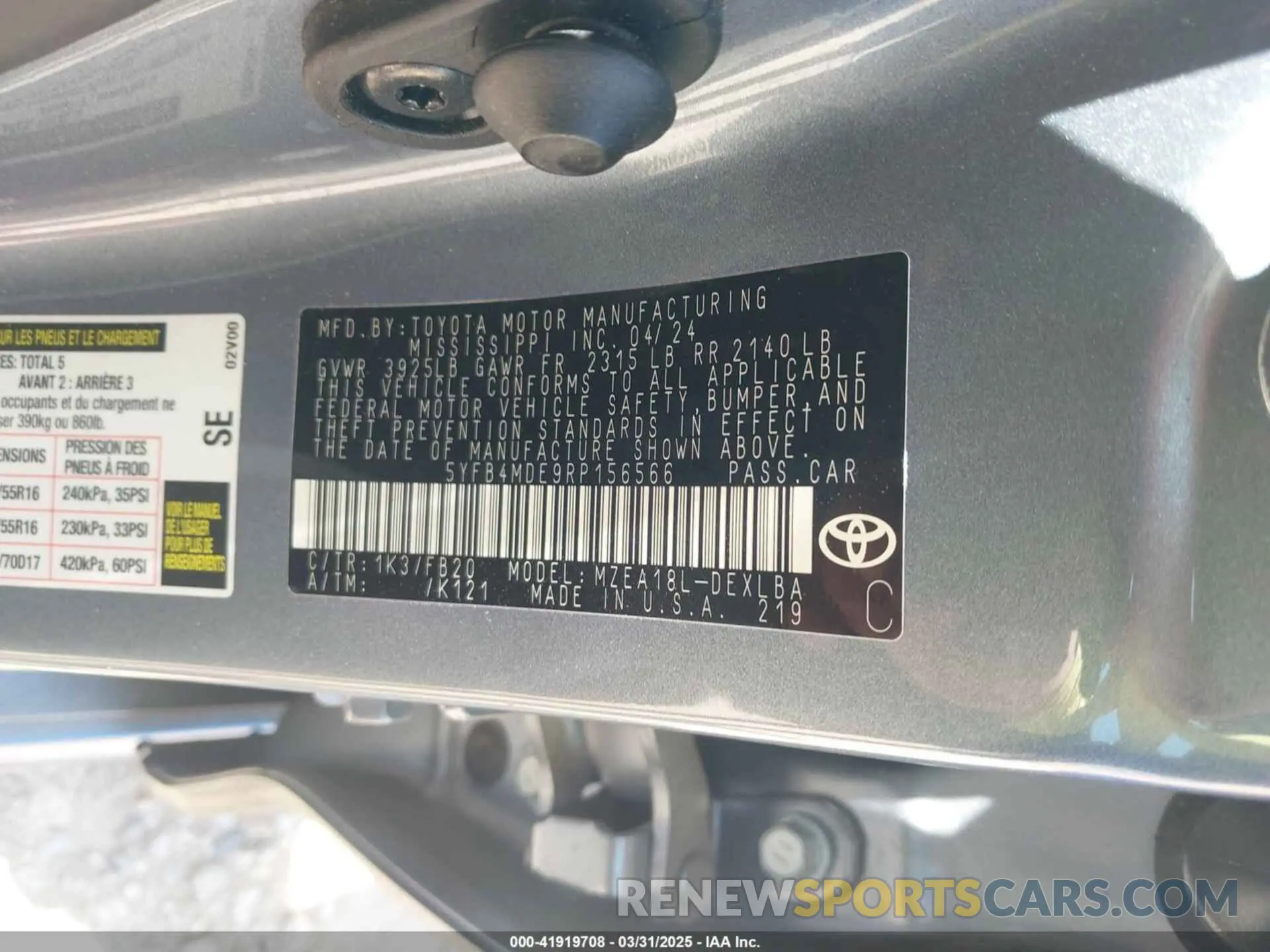 9 Photograph of a damaged car 5YFB4MDE9RP156566 TOYOTA COROLLA 2024