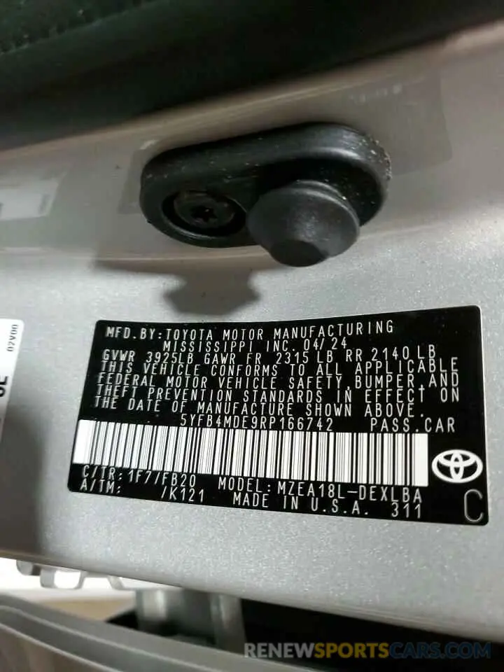 12 Photograph of a damaged car 5YFB4MDE9RP166742 TOYOTA COROLLA 2024