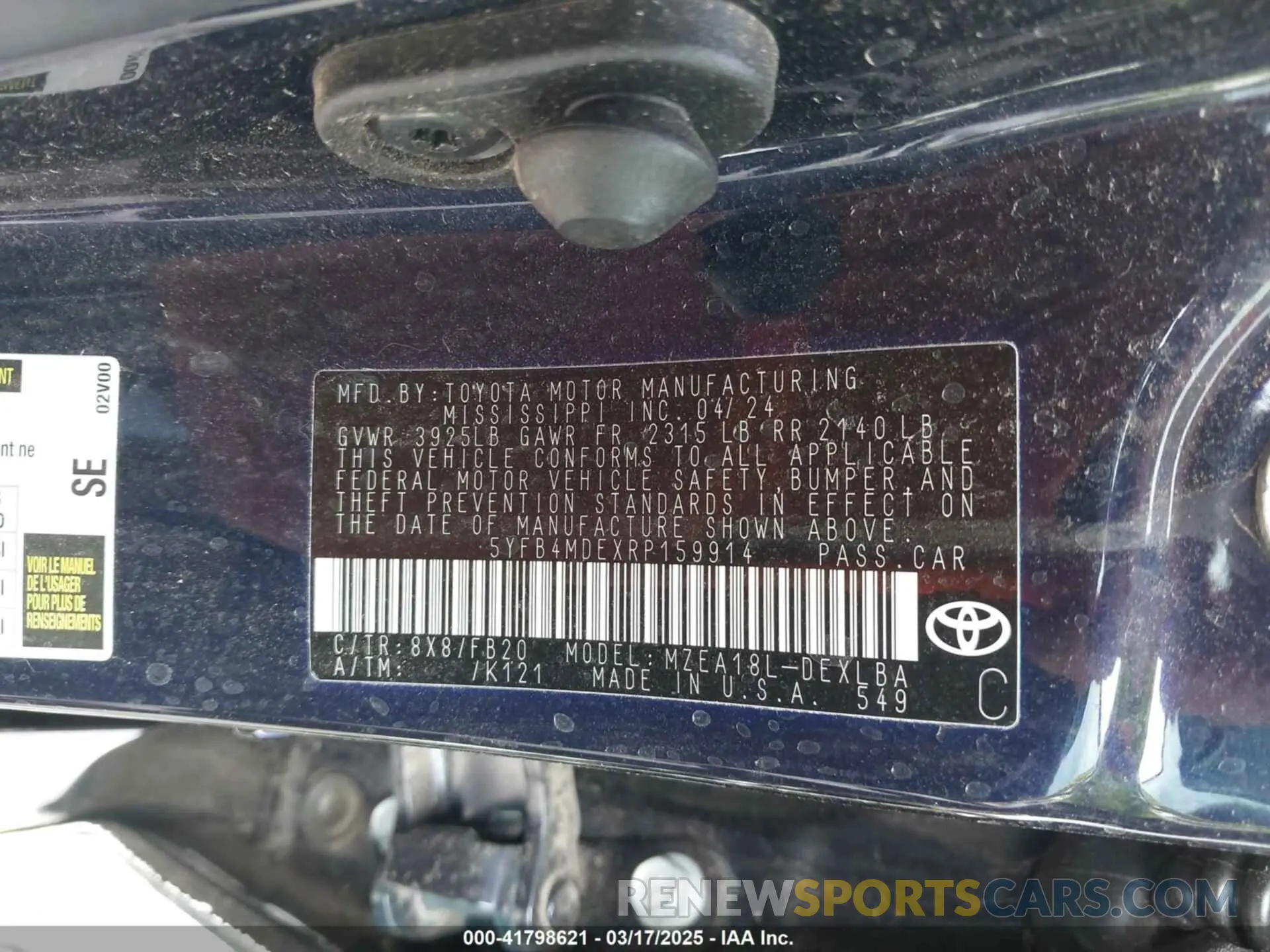 9 Photograph of a damaged car 5YFB4MDEXRP159914 TOYOTA COROLLA 2024