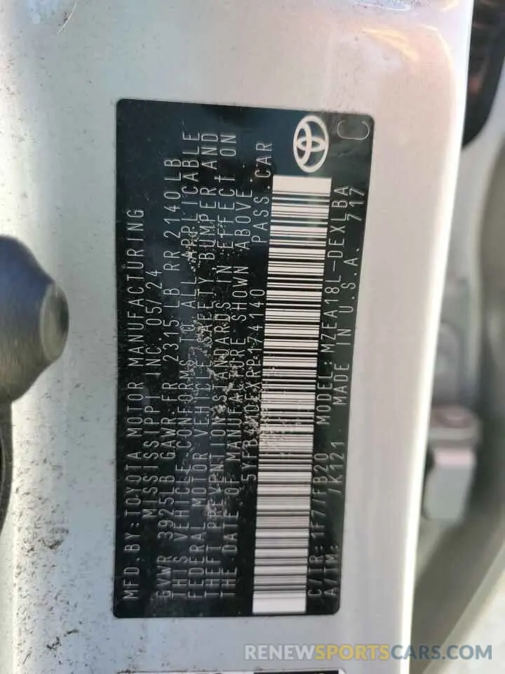 12 Photograph of a damaged car 5YFB4MDEXRP174140 TOYOTA COROLLA 2024
