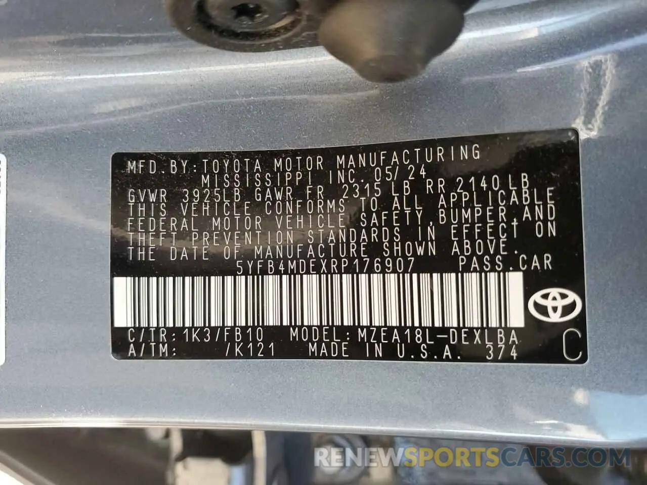 12 Photograph of a damaged car 5YFB4MDEXRP176907 TOYOTA COROLLA 2024