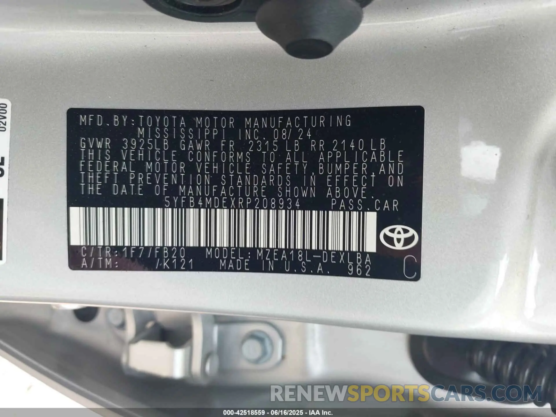 9 Photograph of a damaged car 5YFB4MDEXRP208934 TOYOTA COROLLA 2024