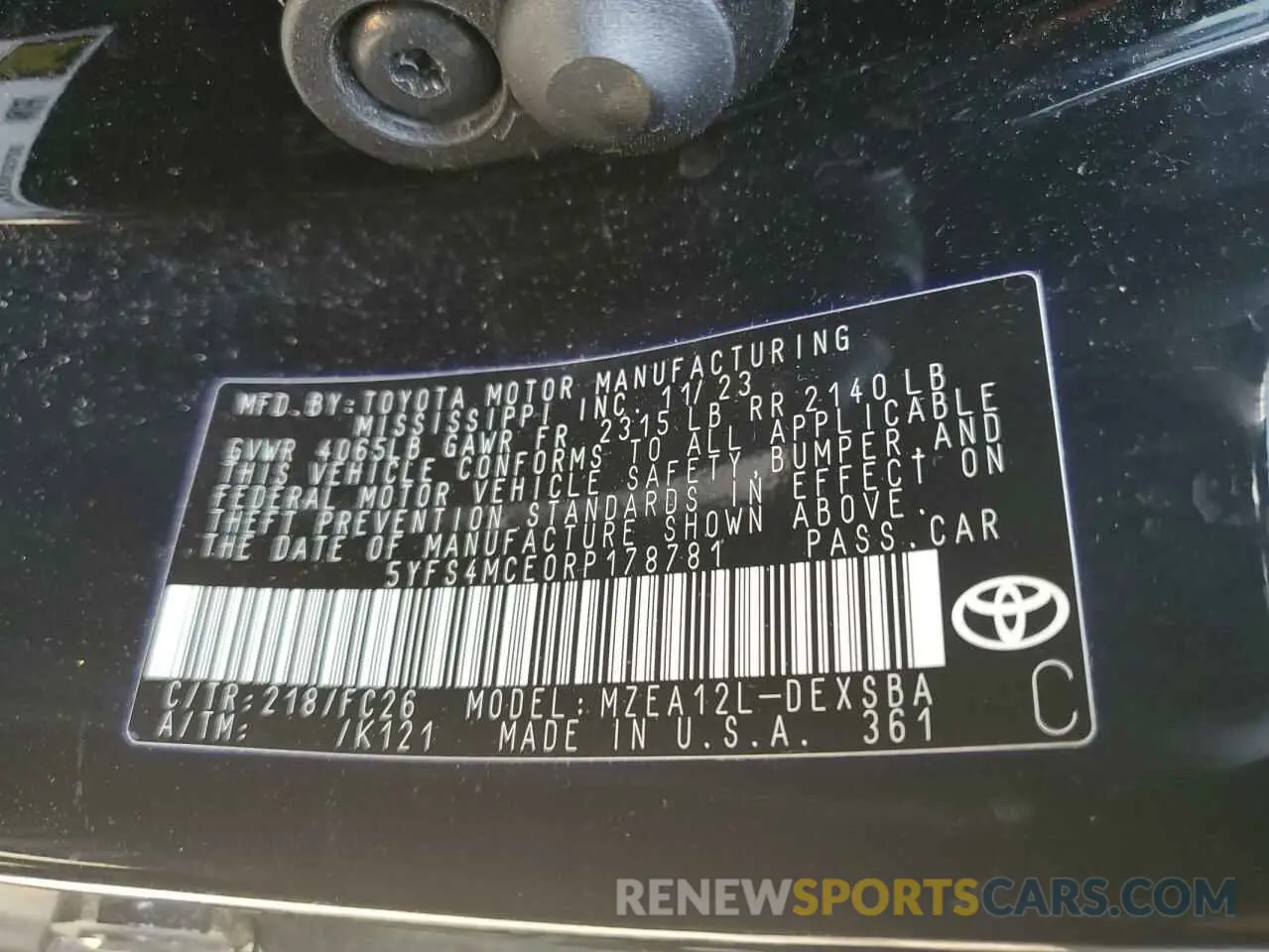 12 Photograph of a damaged car 5YFS4MCE0RP178781 TOYOTA COROLLA 2024