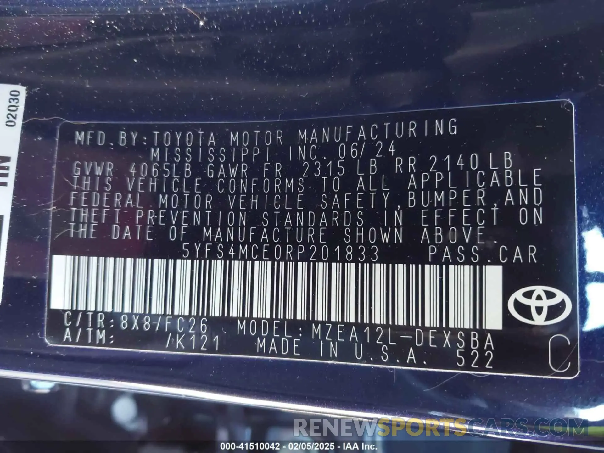 9 Photograph of a damaged car 5YFS4MCE0RP201833 TOYOTA COROLLA 2024