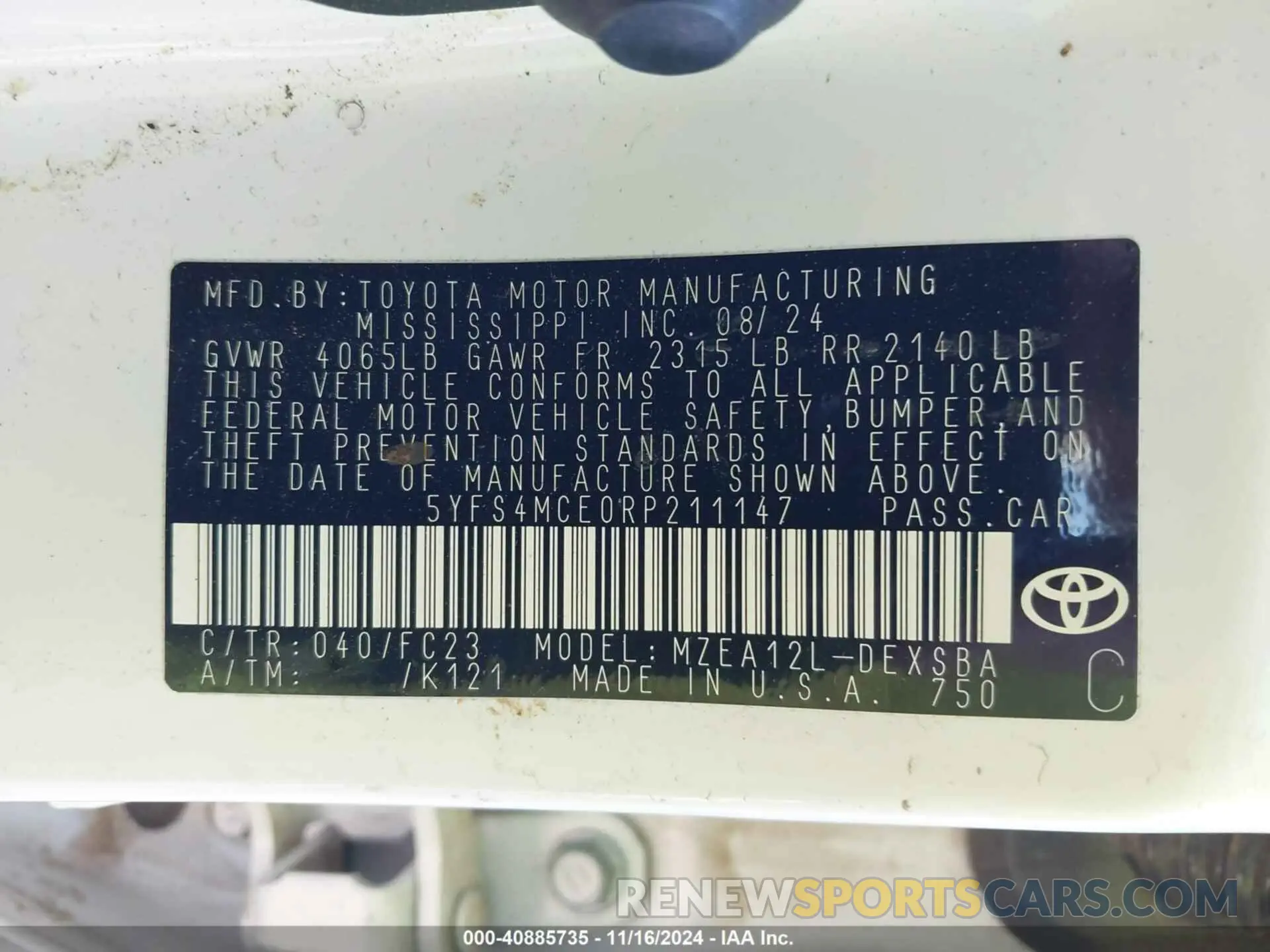 9 Photograph of a damaged car 5YFS4MCE0RP211147 TOYOTA COROLLA 2024