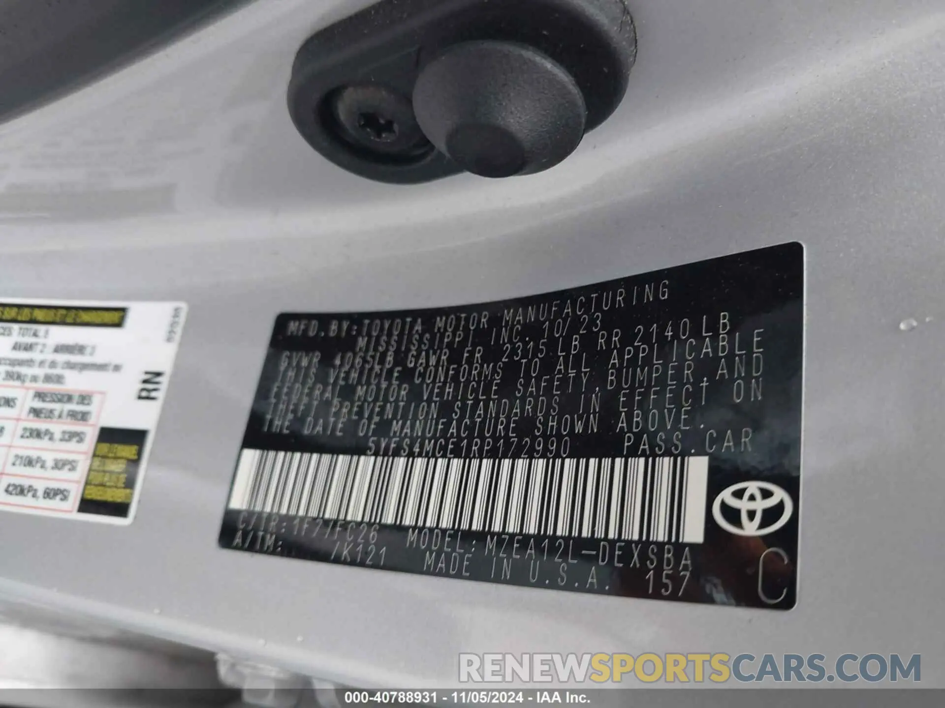 9 Photograph of a damaged car 5YFS4MCE1RP172990 TOYOTA COROLLA 2024