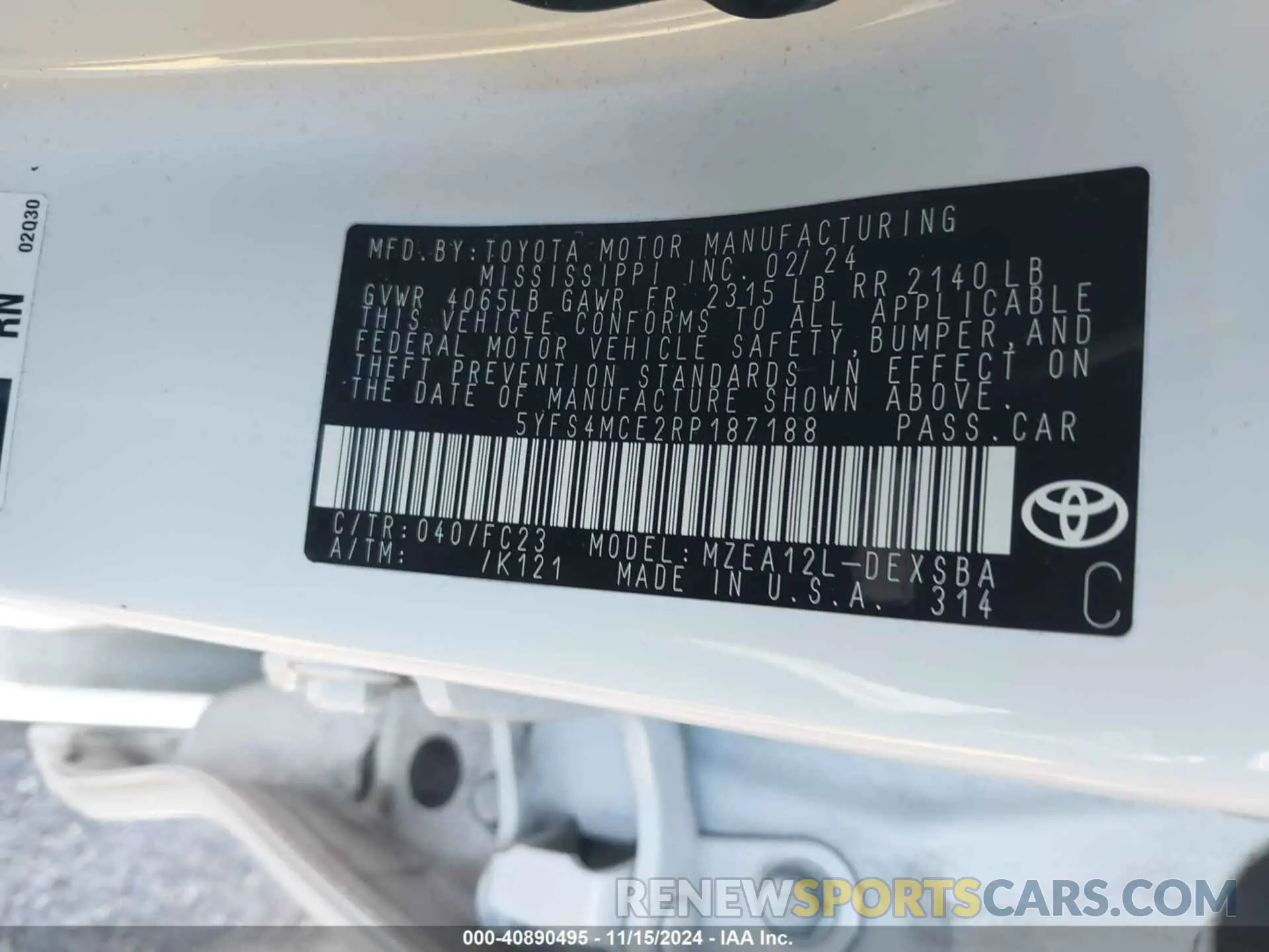 9 Photograph of a damaged car 5YFS4MCE2RP187188 TOYOTA COROLLA 2024