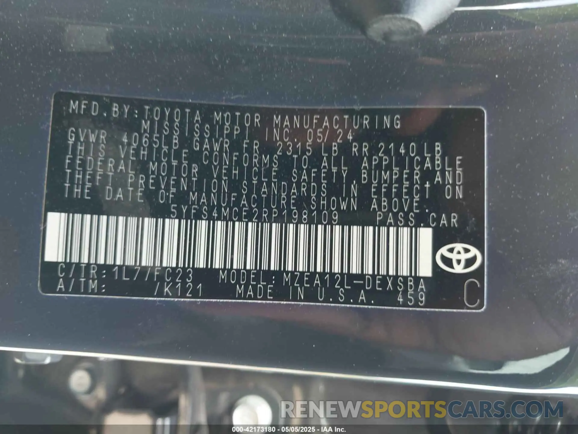 9 Photograph of a damaged car 5YFS4MCE2RP198109 TOYOTA COROLLA 2024