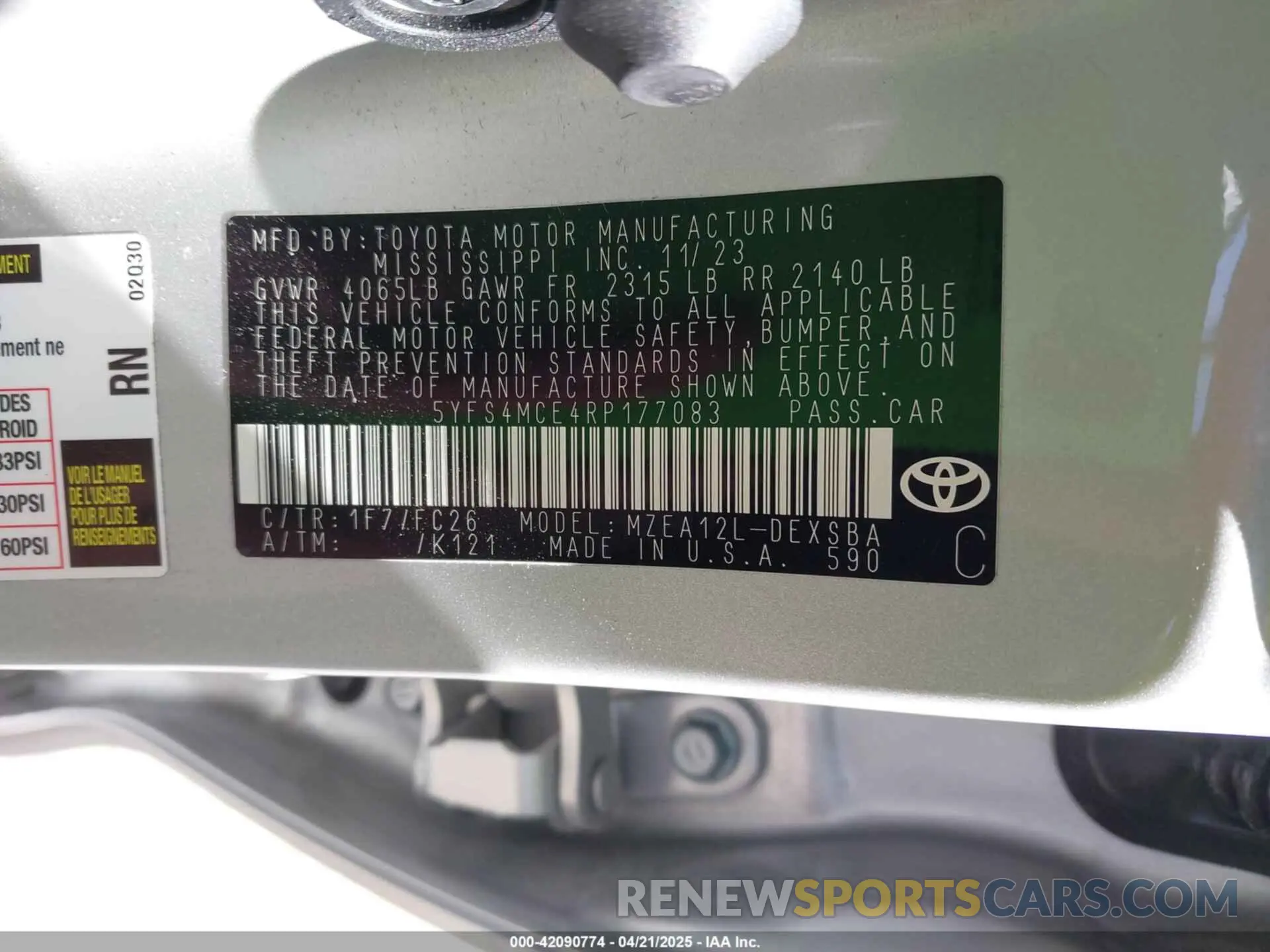 9 Photograph of a damaged car 5YFS4MCE4RP177083 TOYOTA COROLLA 2024