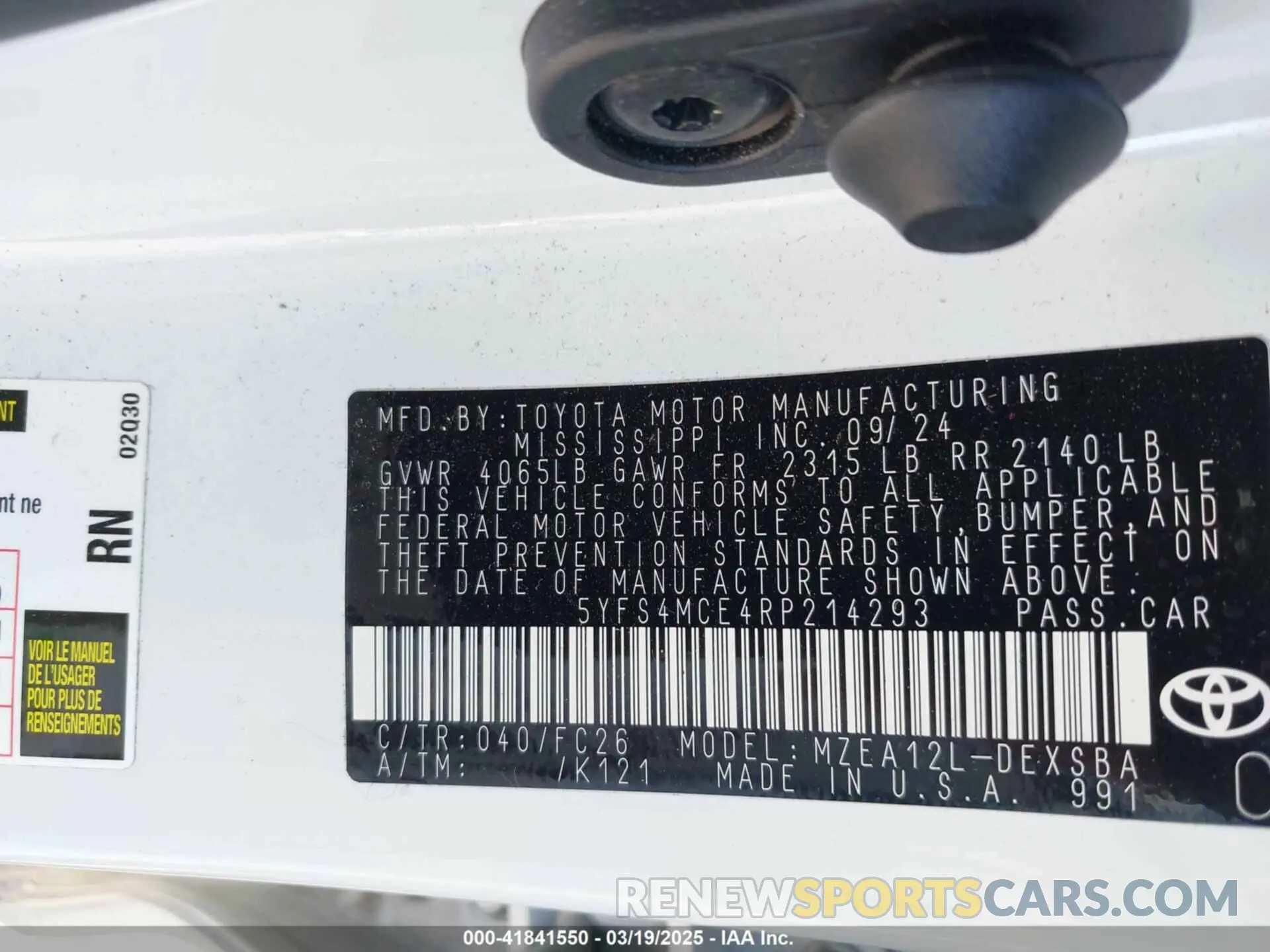 9 Photograph of a damaged car 5YFS4MCE4RP214293 TOYOTA COROLLA 2024