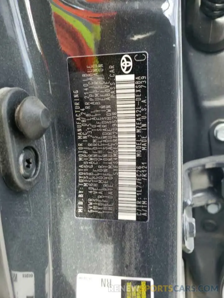 14 Photograph of a damaged car 5YFS4MCE5RP209538 TOYOTA COROLLA 2024