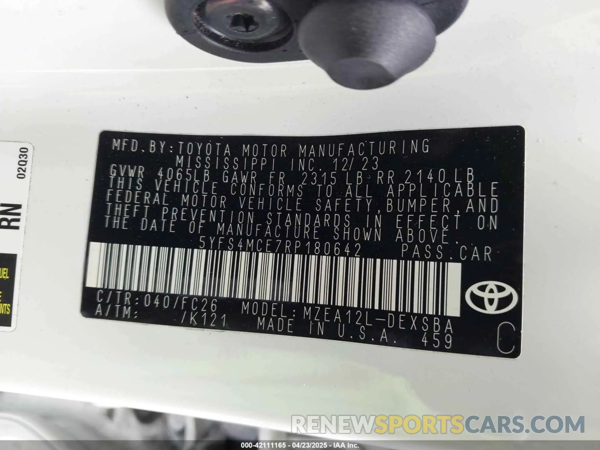 9 Photograph of a damaged car 5YFS4MCE7RP180642 TOYOTA COROLLA 2024