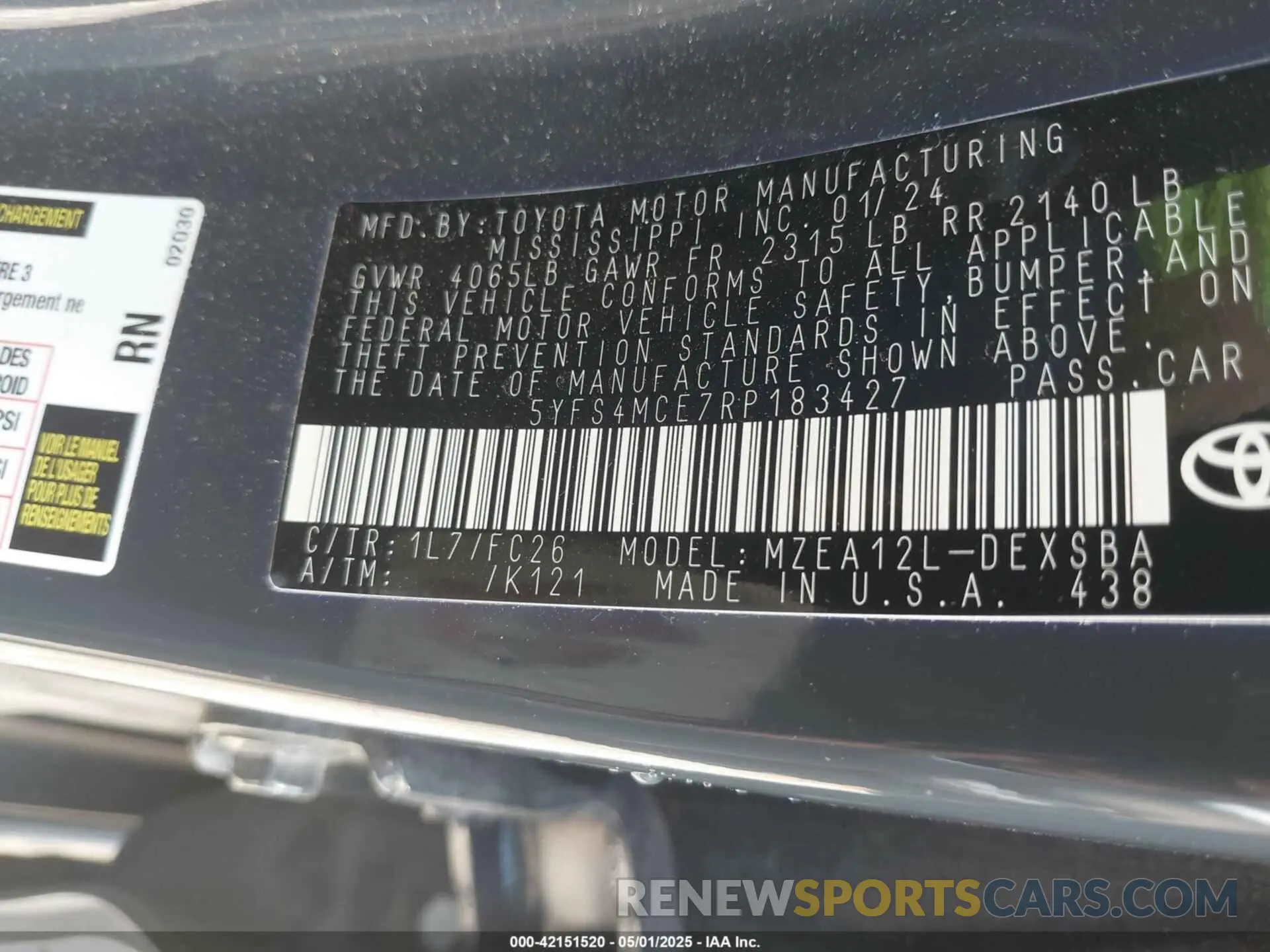 9 Photograph of a damaged car 5YFS4MCE7RP183427 TOYOTA COROLLA 2024
